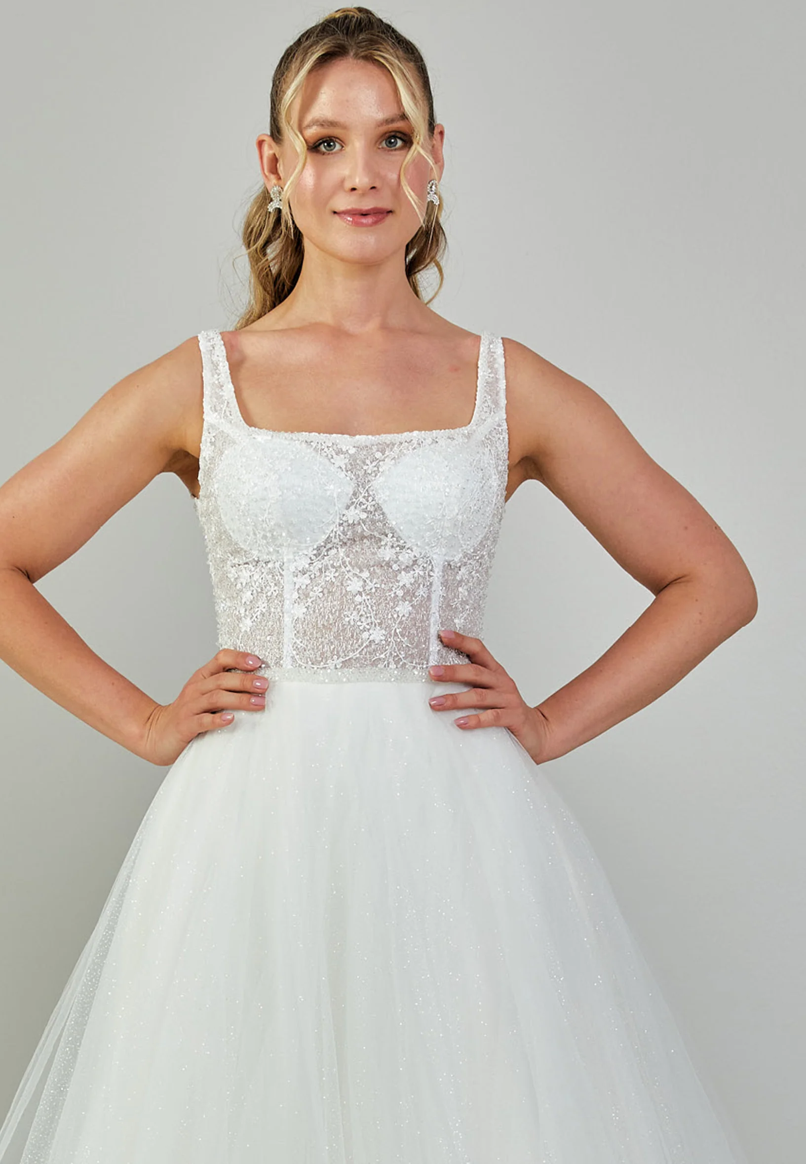 Sleeveless Maxi Tulle Plus Size Wedding Dress nor404 - Image 7