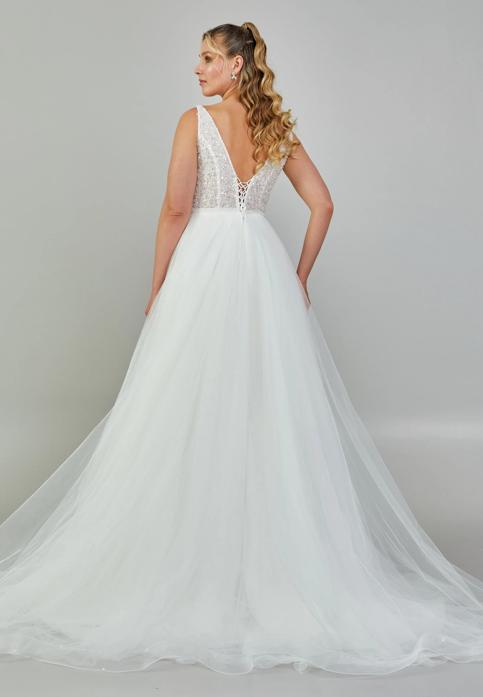 Sleeveless Maxi Tulle Plus Size Wedding Dress nor405 - Image 5
