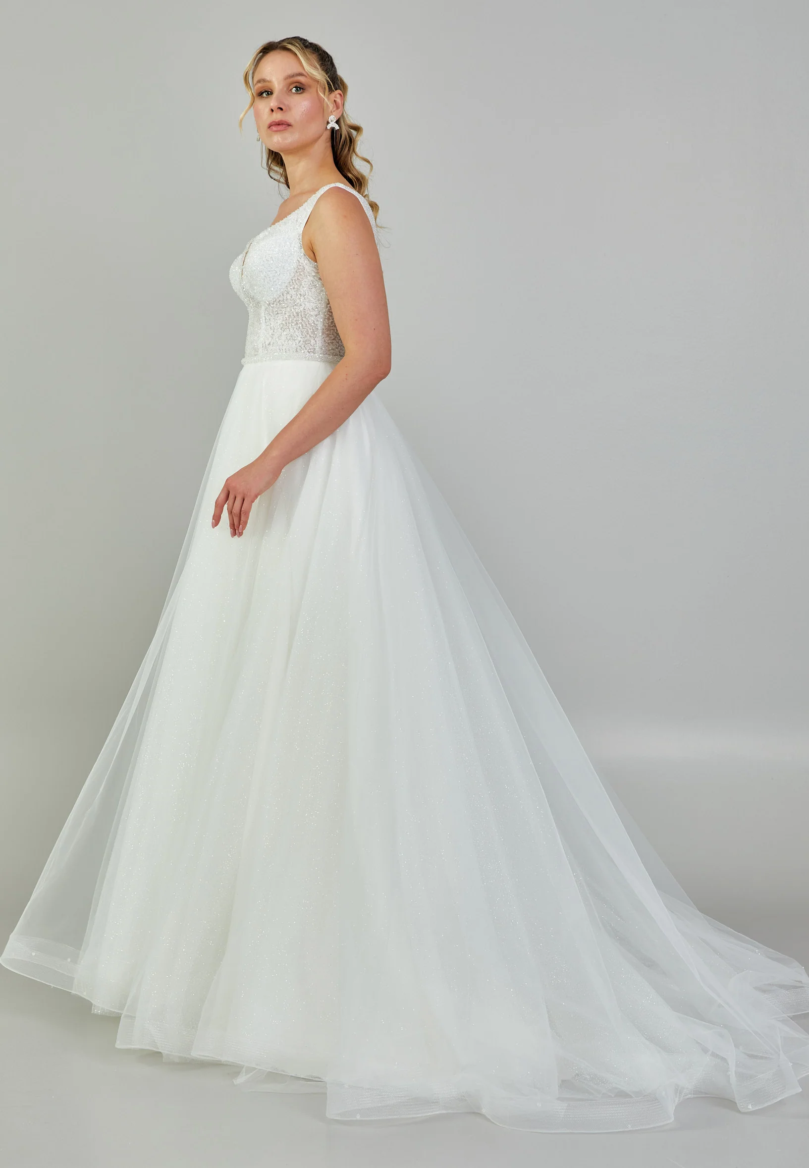 Sleeveless Maxi Tulle Plus Size Wedding Dress nor406 - Image 6
