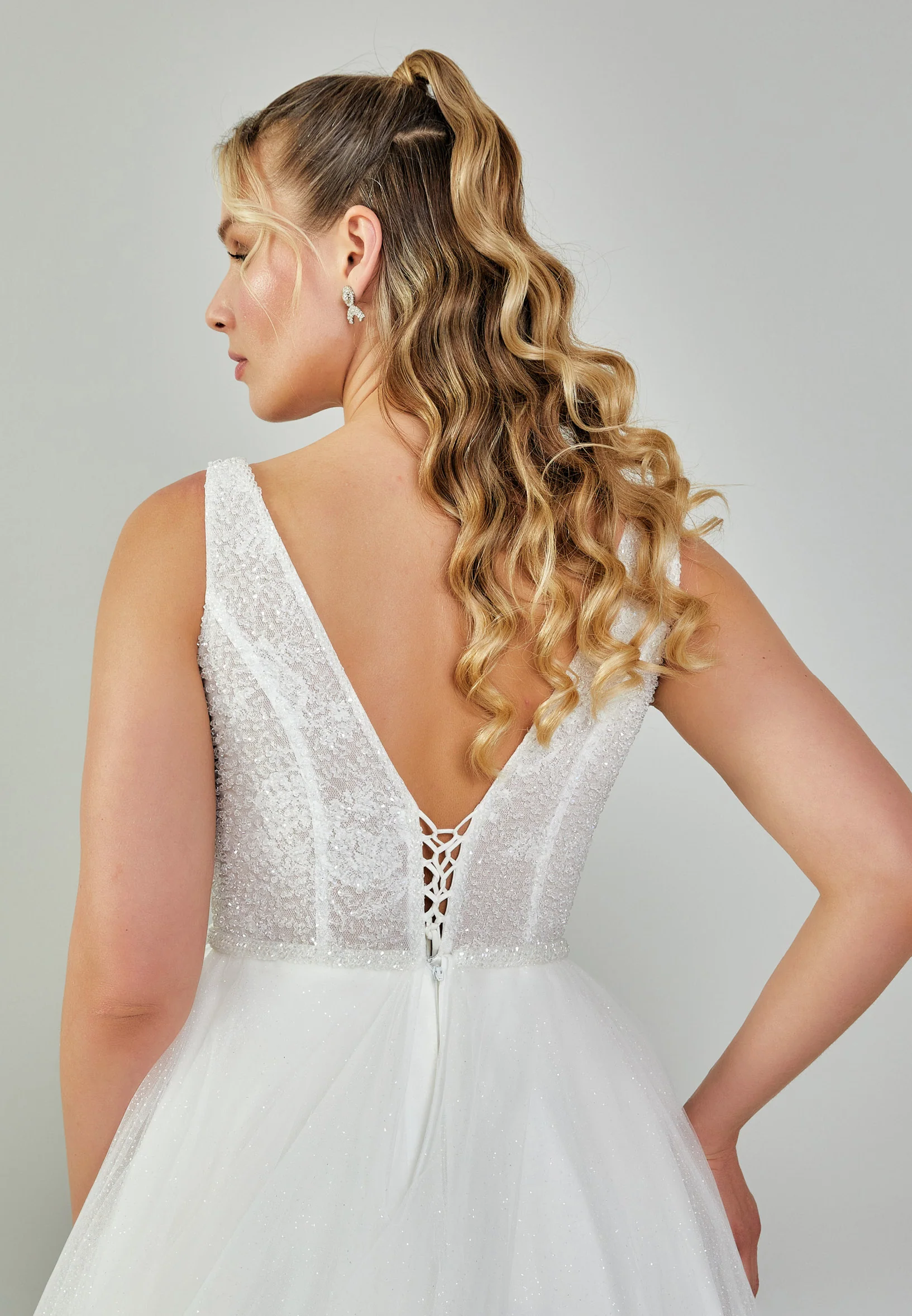 Sleeveless Maxi Tulle Plus Size Wedding Dress nor406 - Image 8