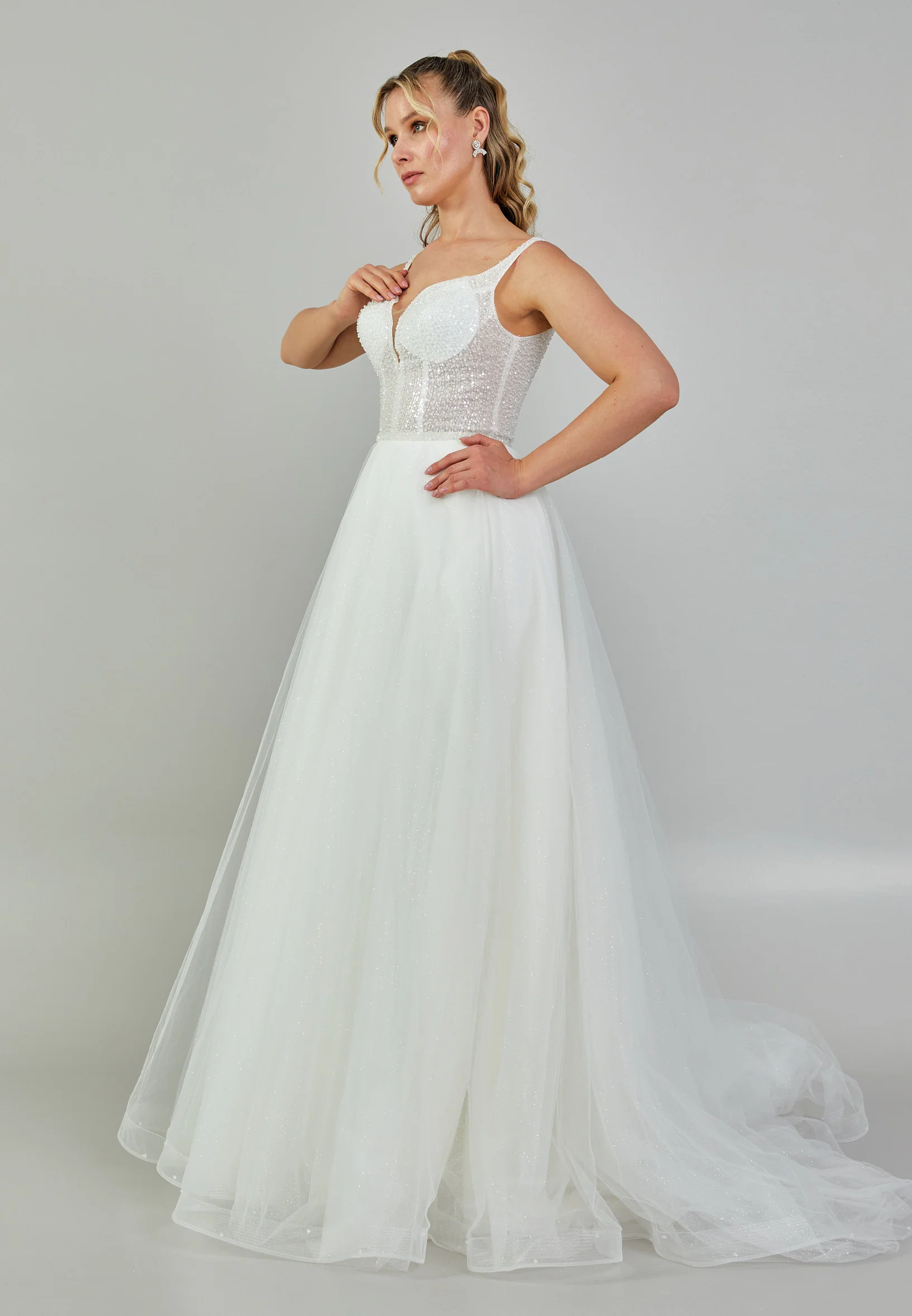 Sleeveless Maxi Tulle Plus Size Wedding Dress nor410 - Image 6