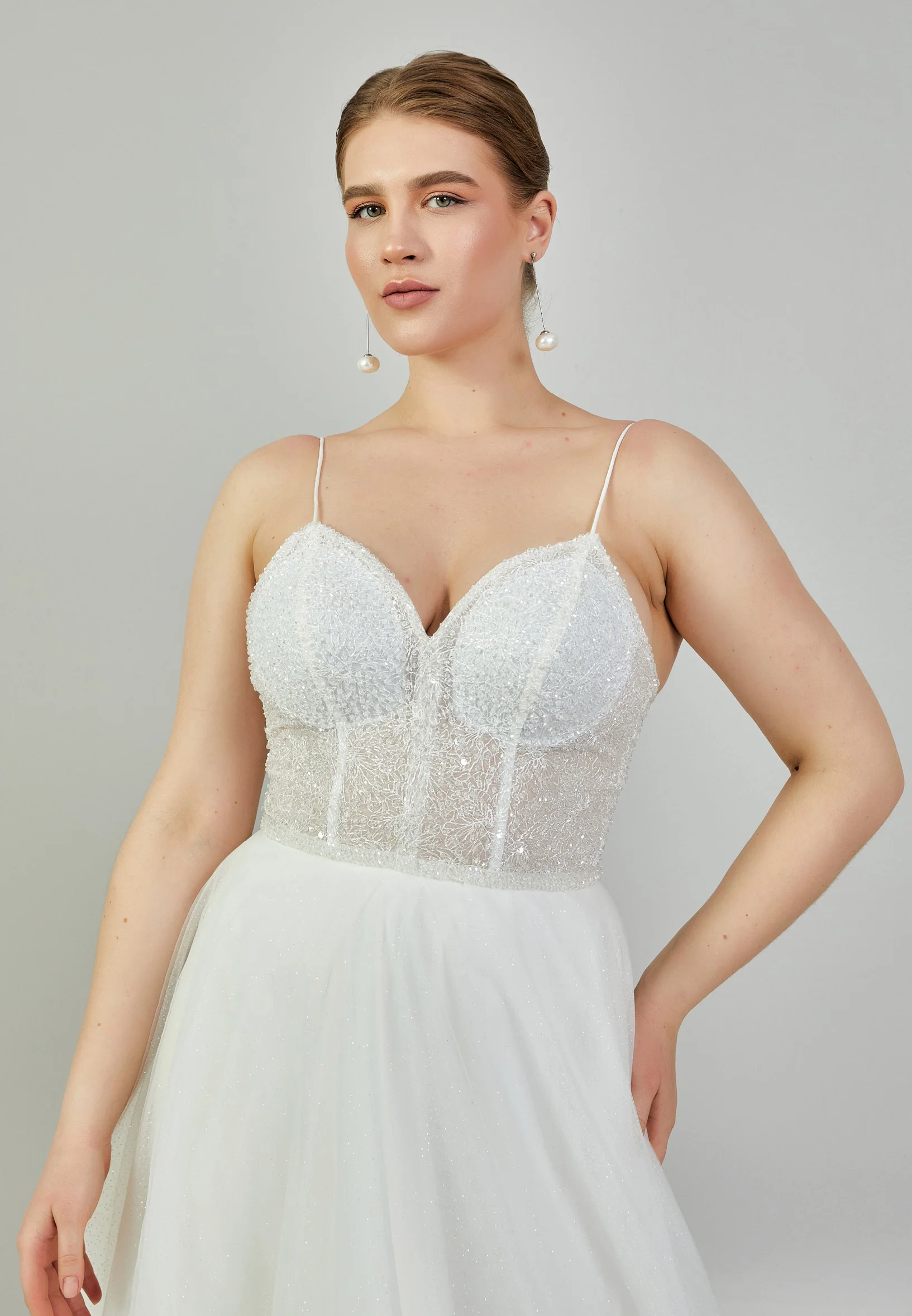Sleeveless Maxi Tulle Plus Size Wedding Dress nor424 - Image 3