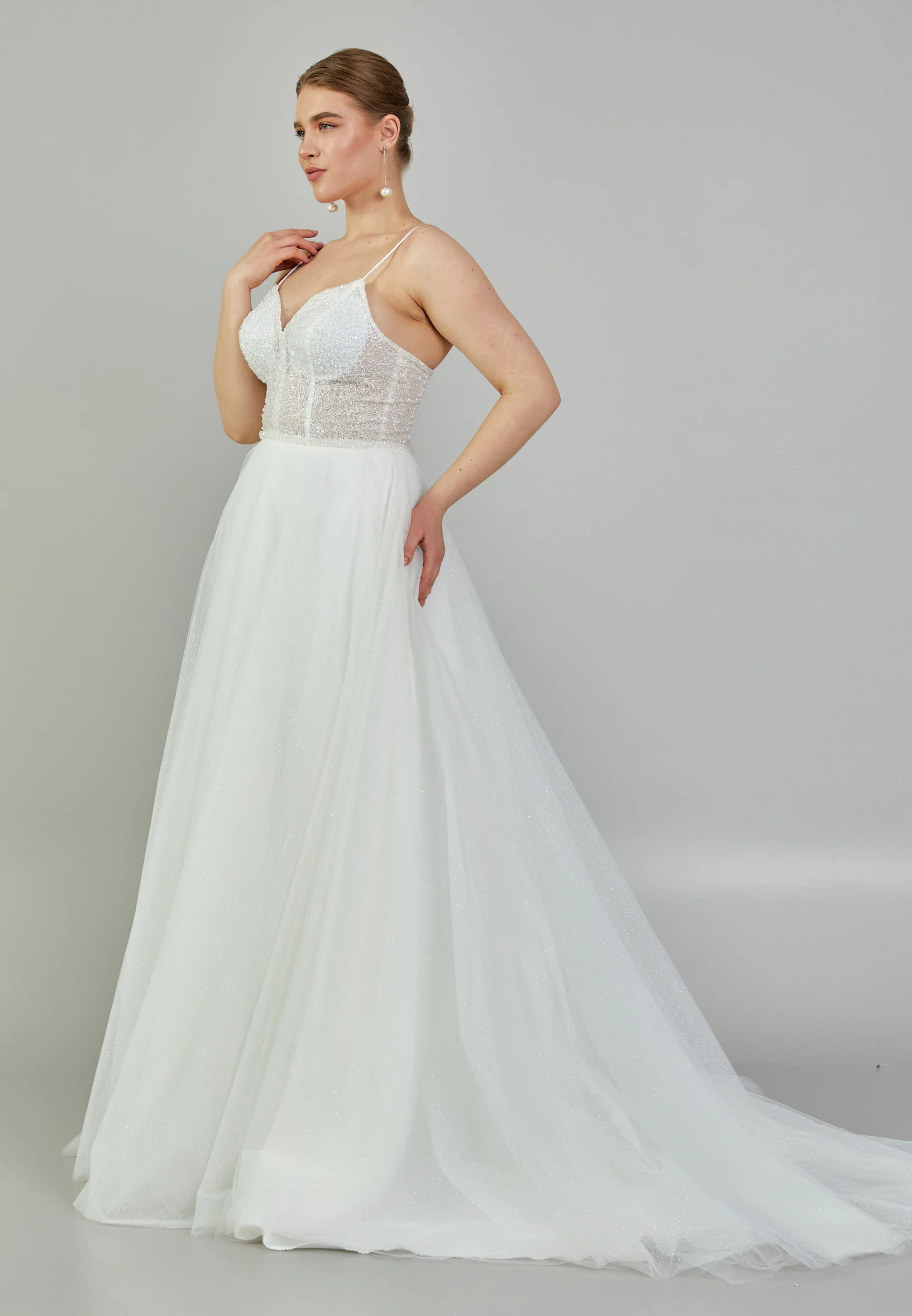 Sleeveless Maxi Tulle Plus Size Wedding Dress nor424 - Image 6