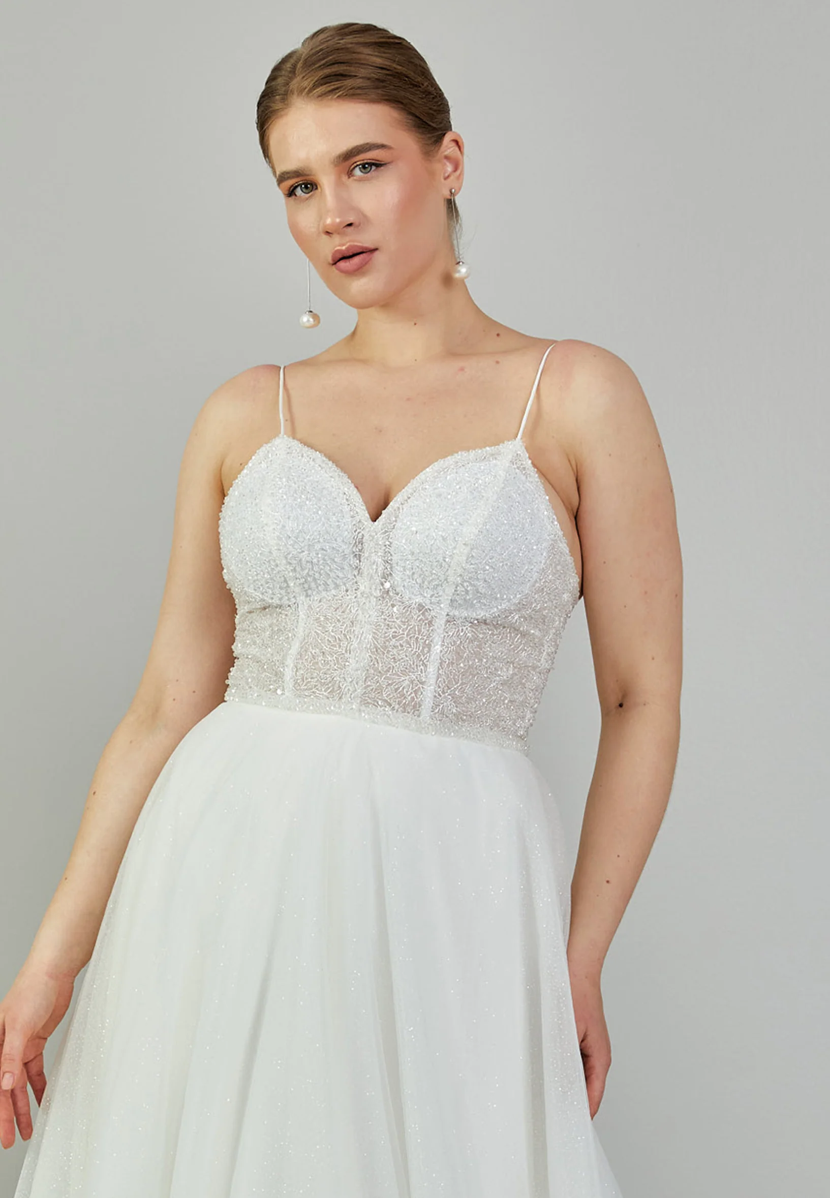 Sleeveless Maxi Tulle Plus Size Wedding Dress nor424 - Image 7