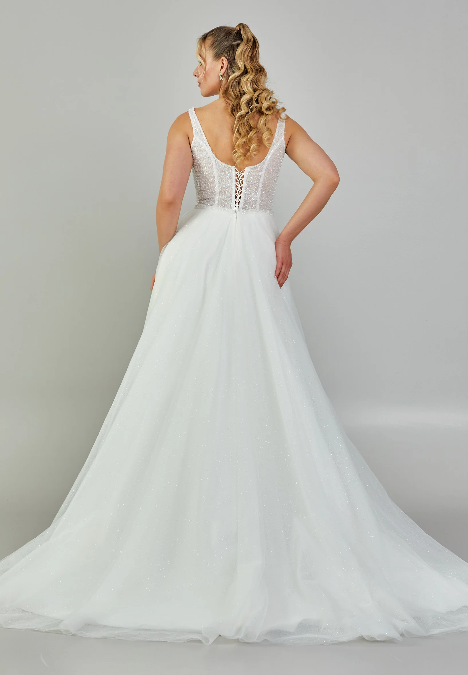 Sleeveless Maxi Tulle Plus Size Wedding Dress nor441 - Image 5