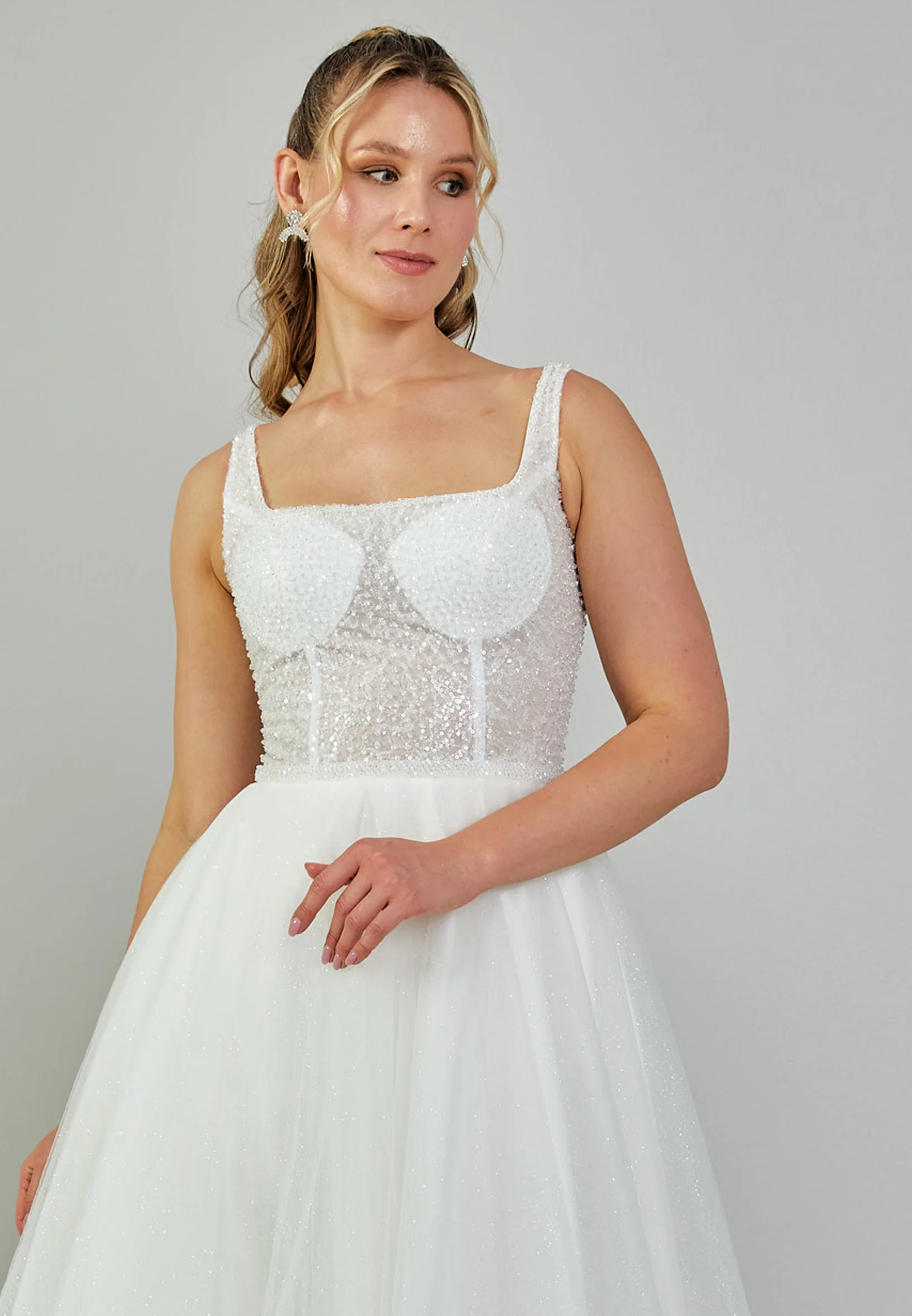 Sleeveless Maxi Tulle Plus Size Wedding Dress nor441 - Image 7