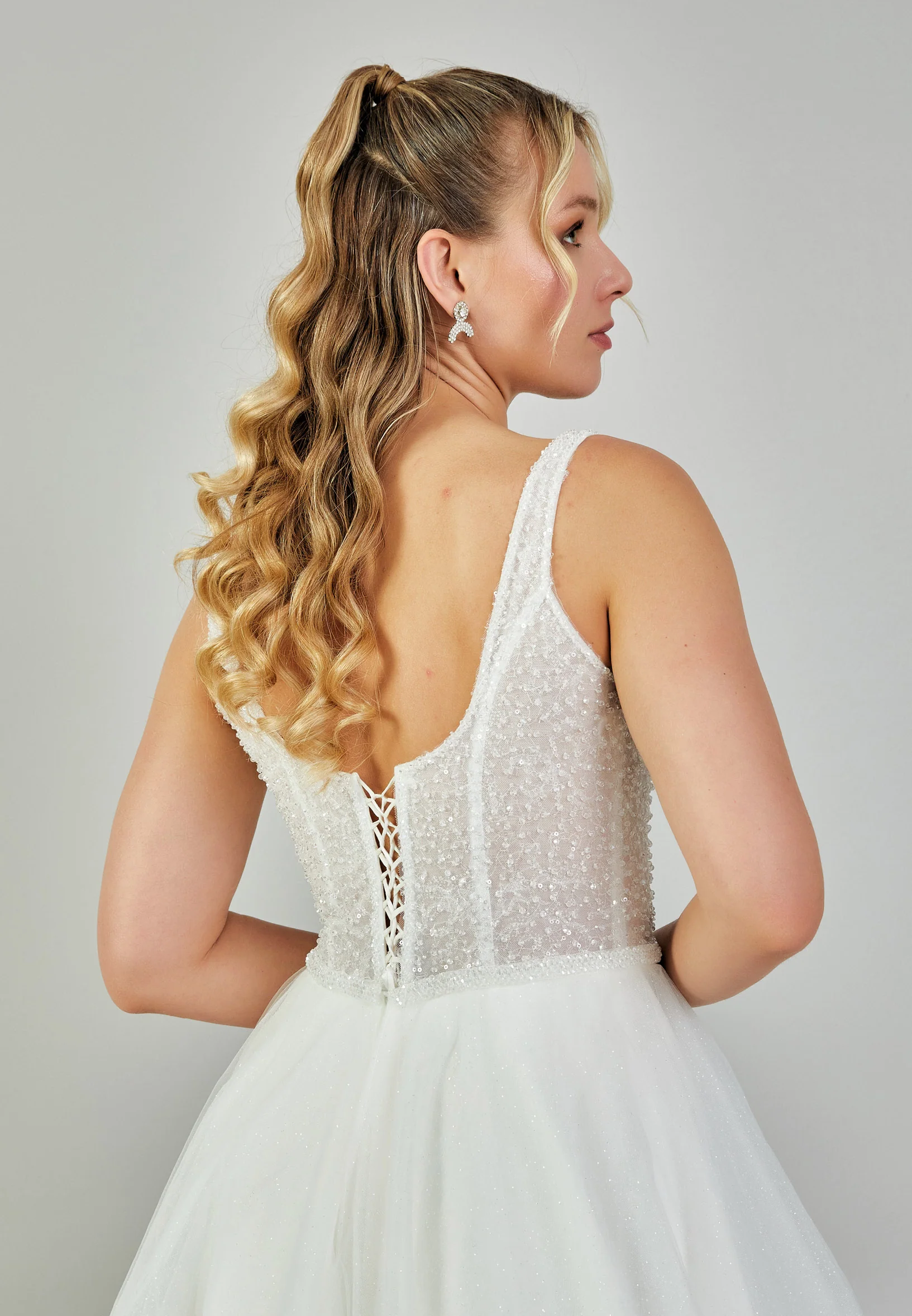 Sleeveless Maxi Tulle Plus Size Wedding Dress nor441 - Image 8
