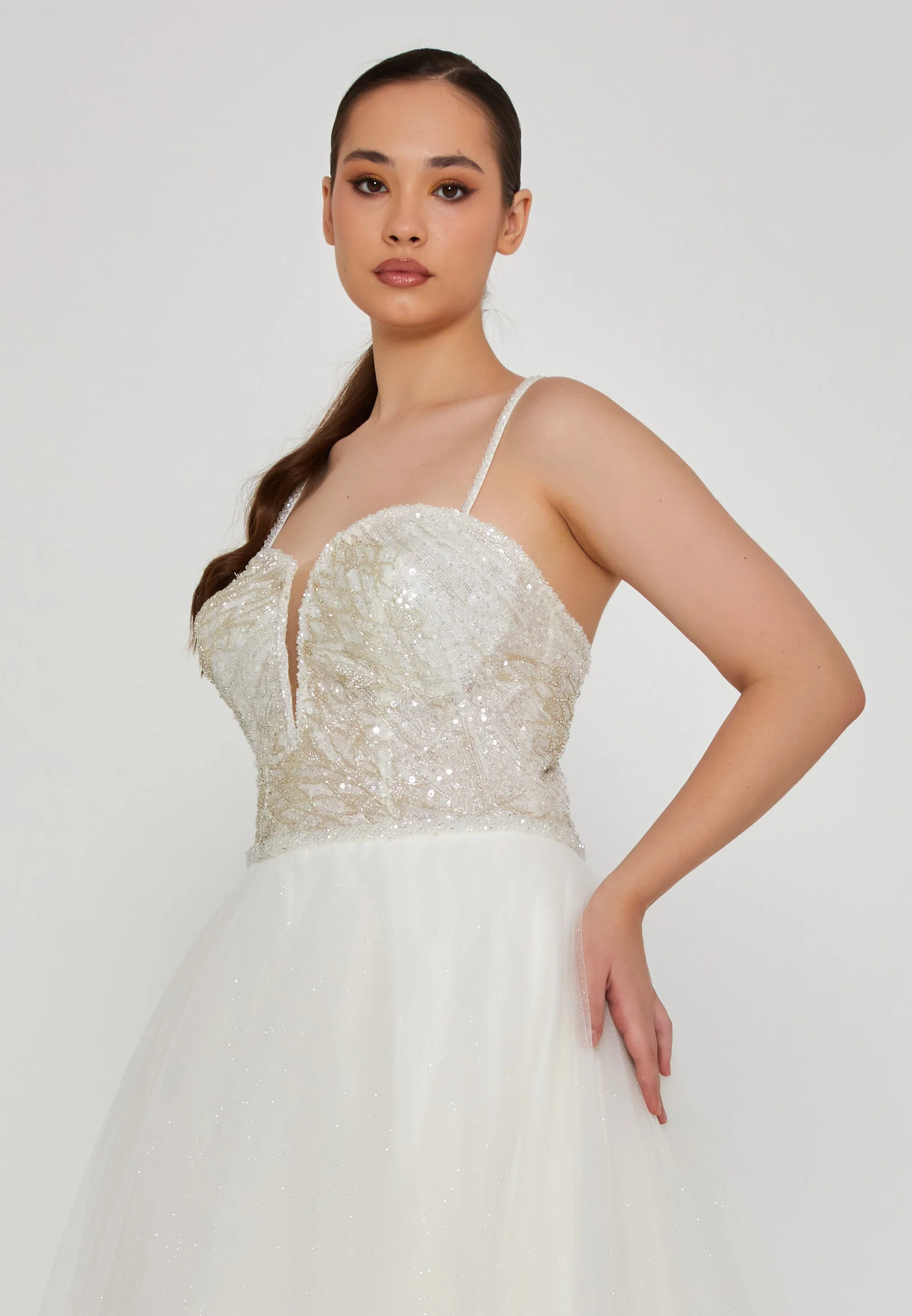 Sleeveless Maxi Tulle Plus Size Wedding Dress nor462-1 - Image 2