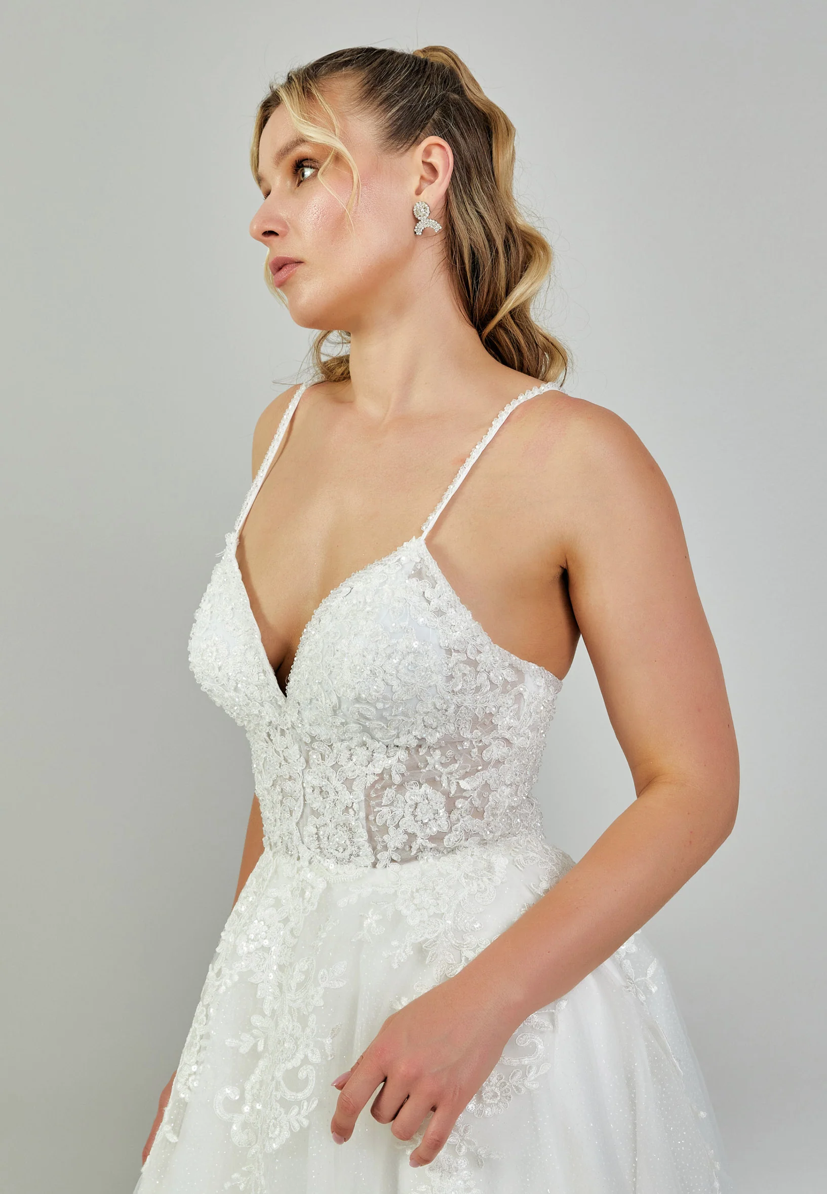 Sleeveless Maxi Tulle Plus Size Wedding Dress nor524 - Image 2