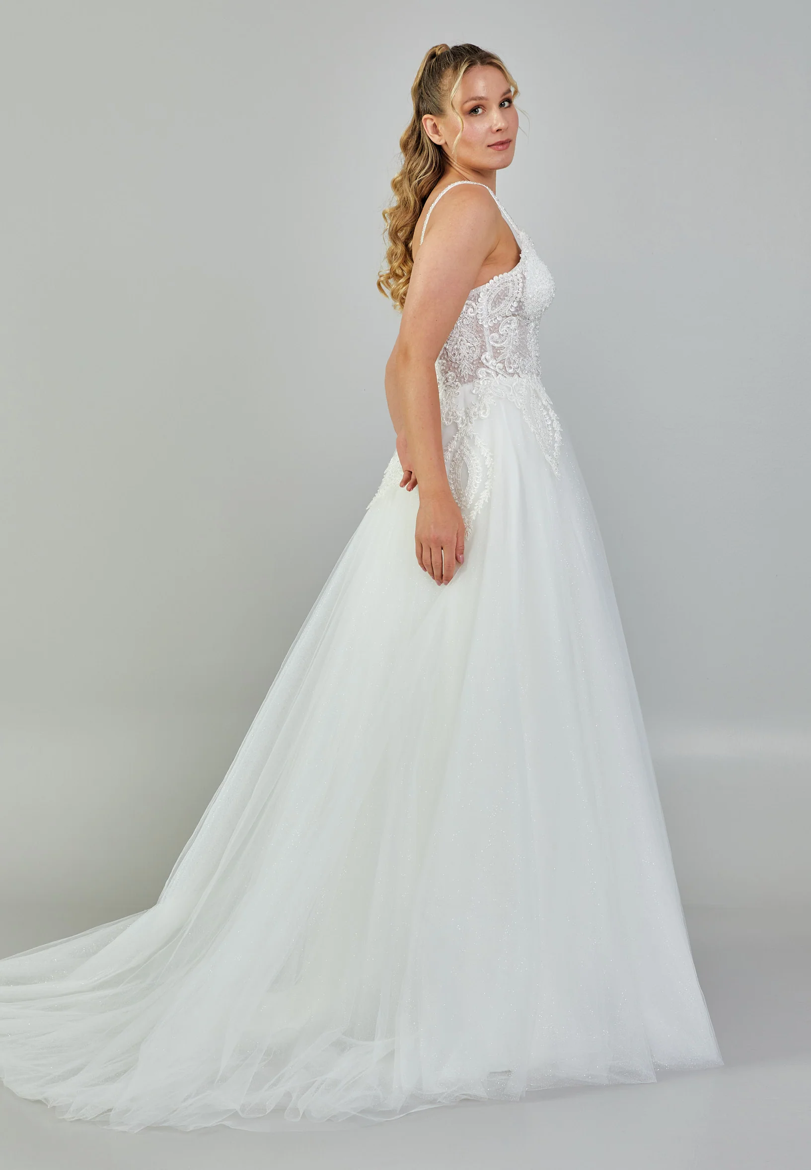 Sleeveless Maxi Tulle Plus Size Wedding Dress nor545 - Image 6