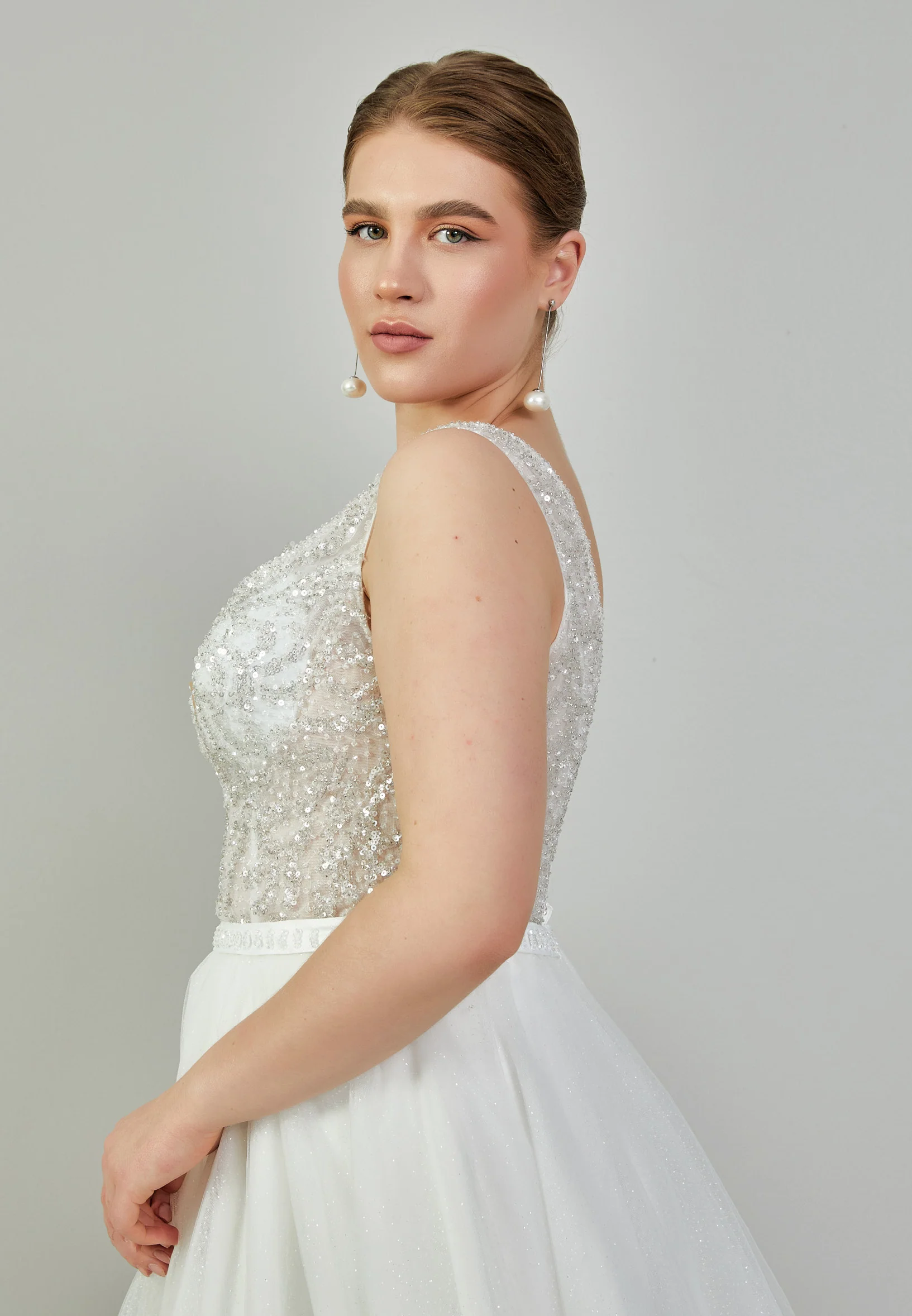 Sleeveless Maxi Tulle Plus Size Wedding Dress nor568 - Image 2