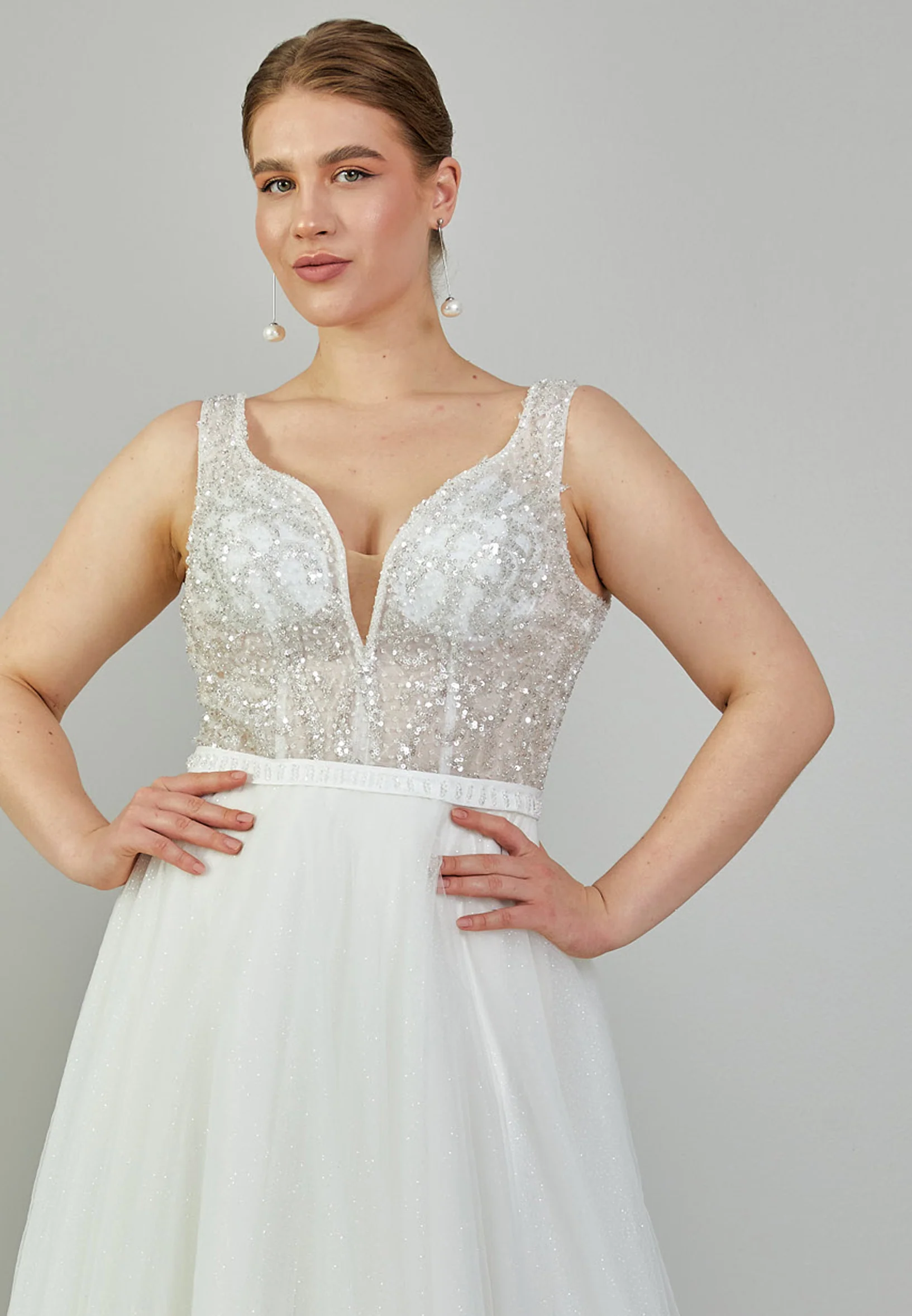 Sleeveless Maxi Tulle Plus Size Wedding Dress nor568 - Image 7