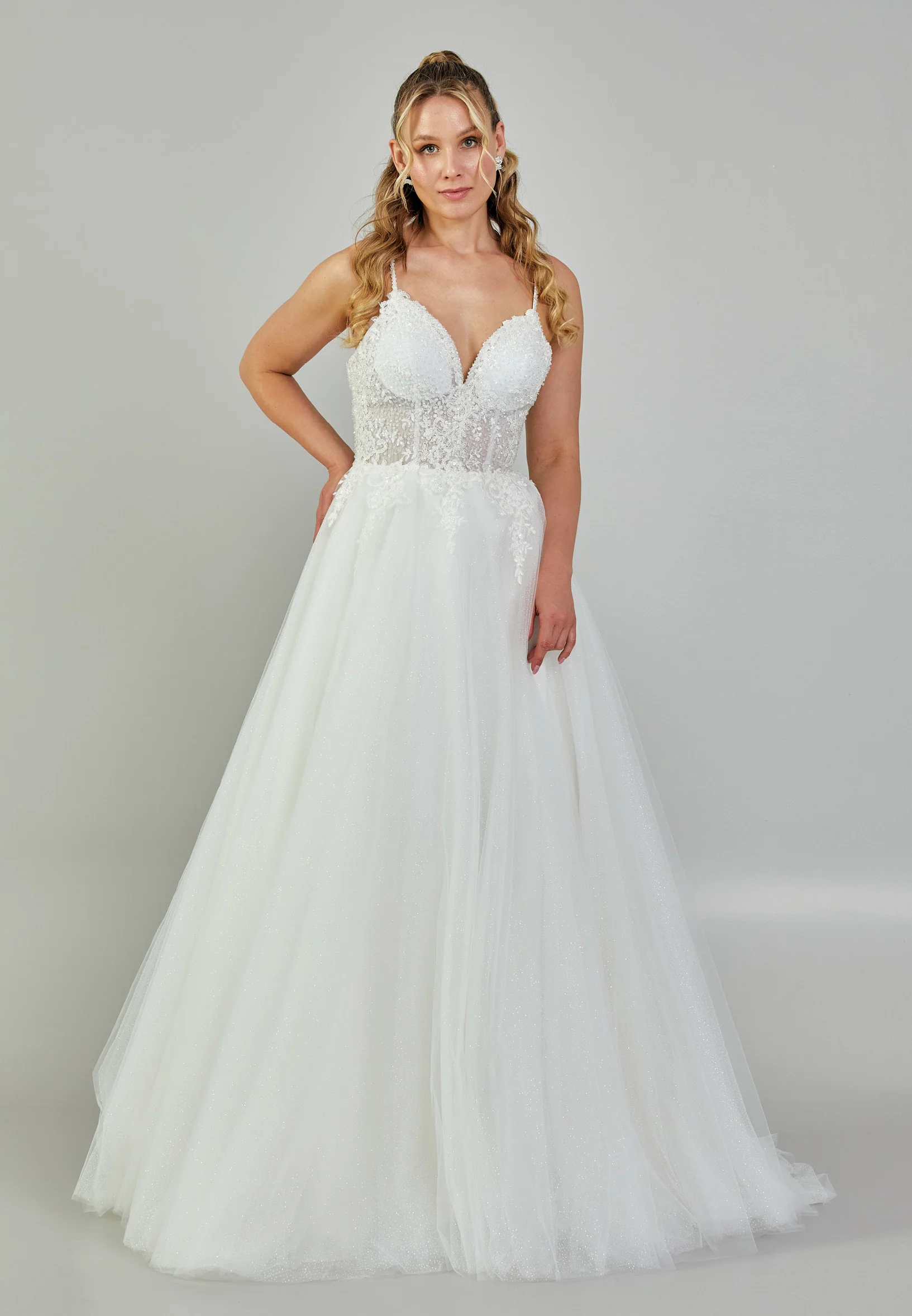 Sleeveless Maxi Tulle Plus Size Wedding Dress nor572