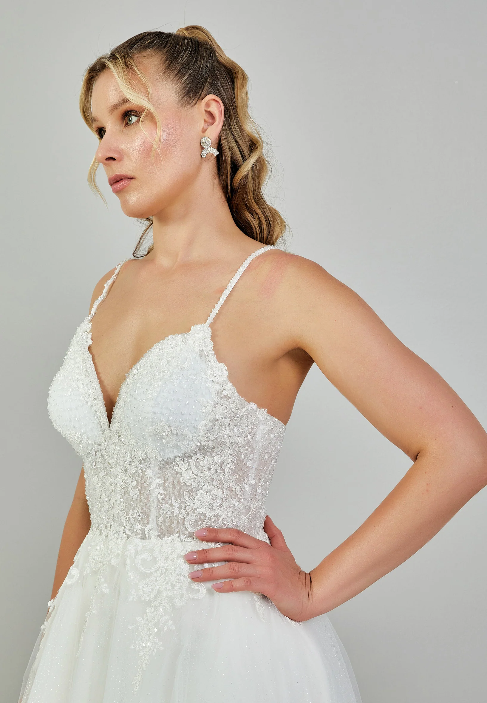 Sleeveless Maxi Tulle Plus Size Wedding Dress nor572 - Image 2