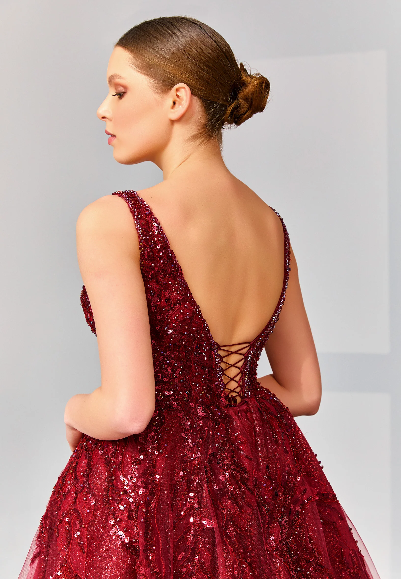 Sleeveless Maxi Tulle Regular Engagement Dress abb22039 - Image 4