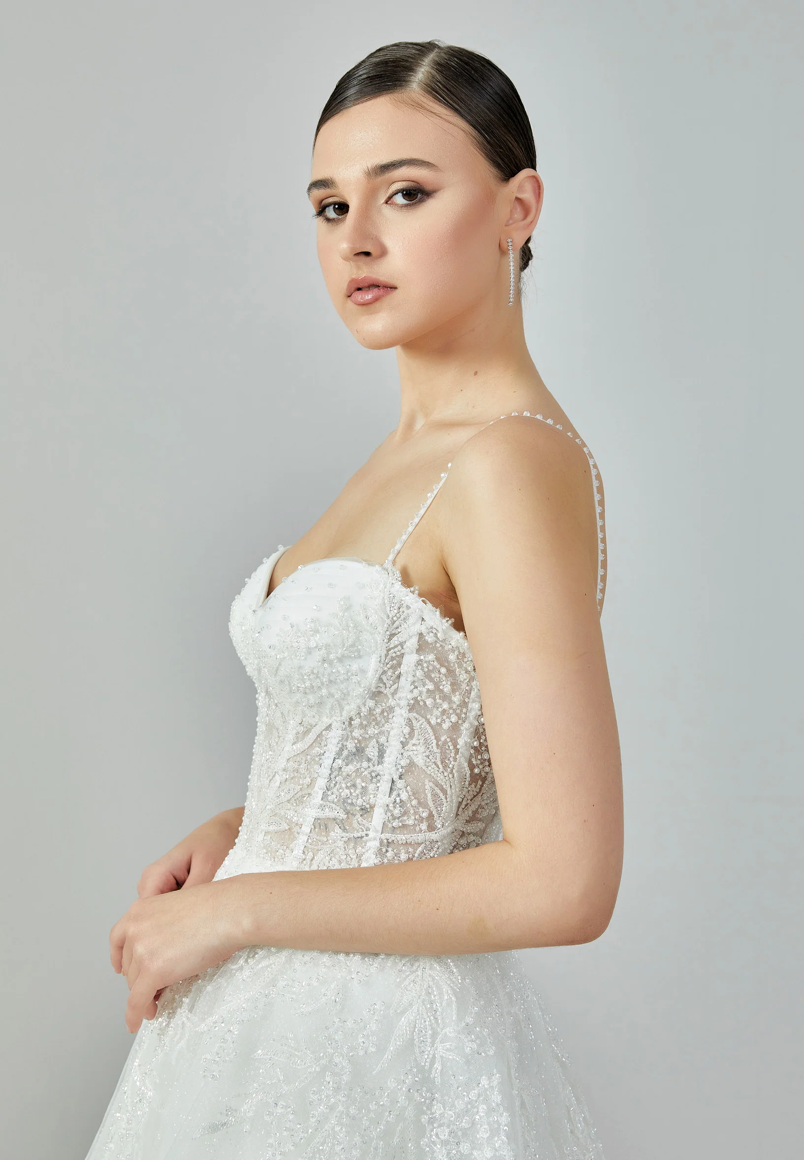 Sleeveless Maxi Tulle Regular Wedding Dress abb2201203 - Image 2