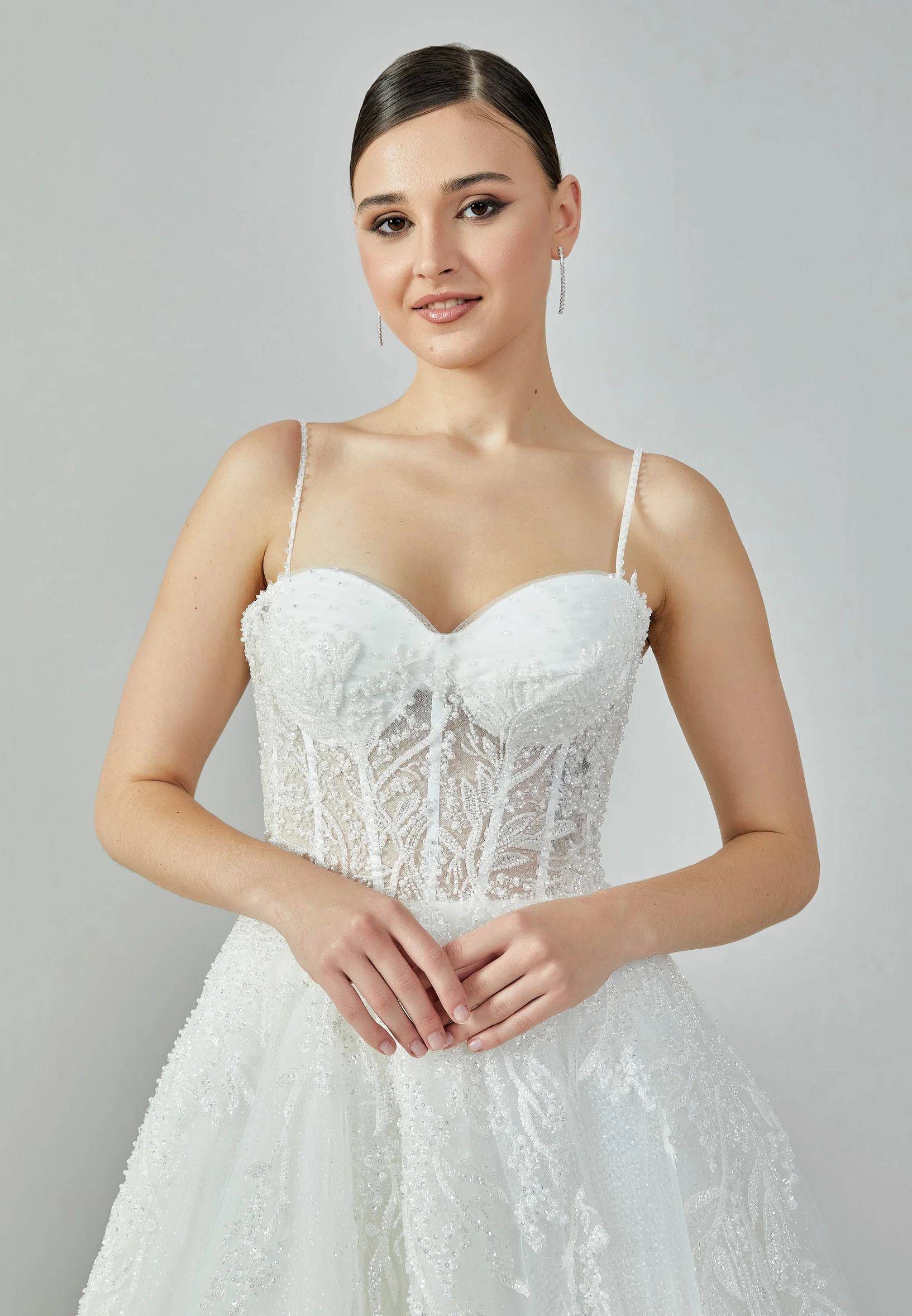 Sleeveless Maxi Tulle Regular Wedding Dress abb2201203 - Image 3
