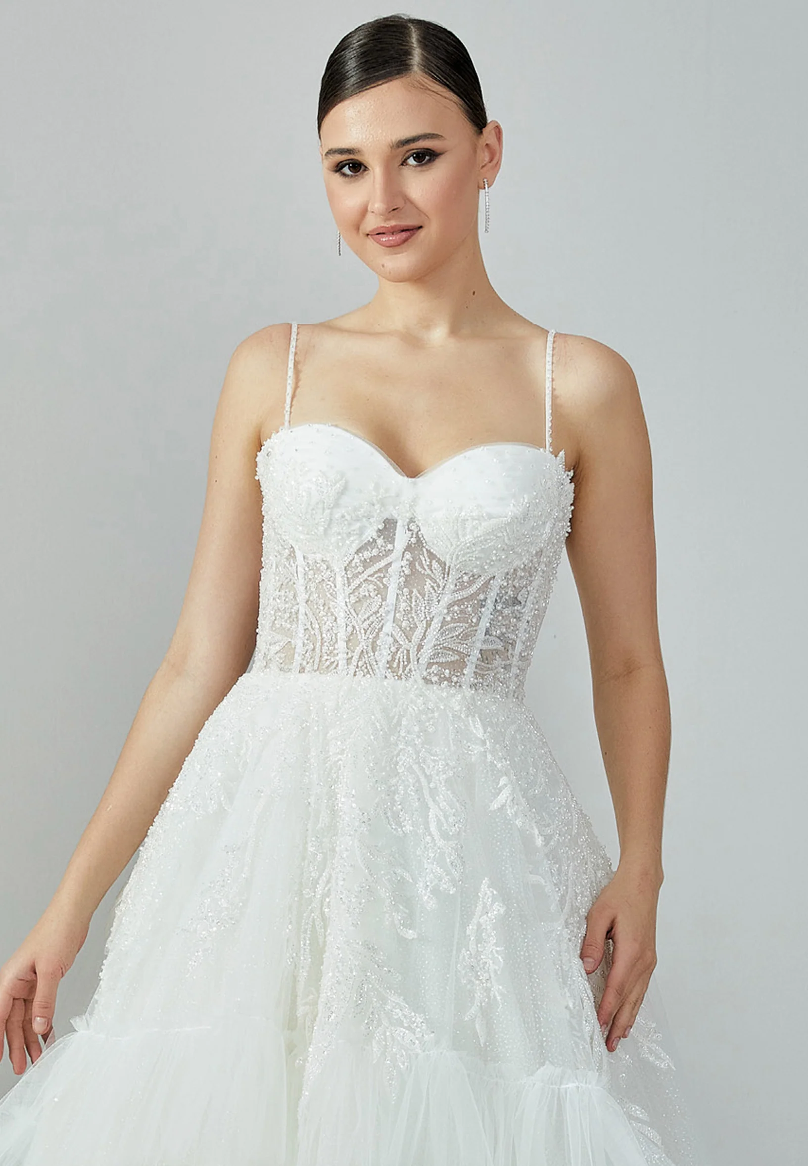 Sleeveless Maxi Tulle Regular Wedding Dress abb2201203 - Image 7