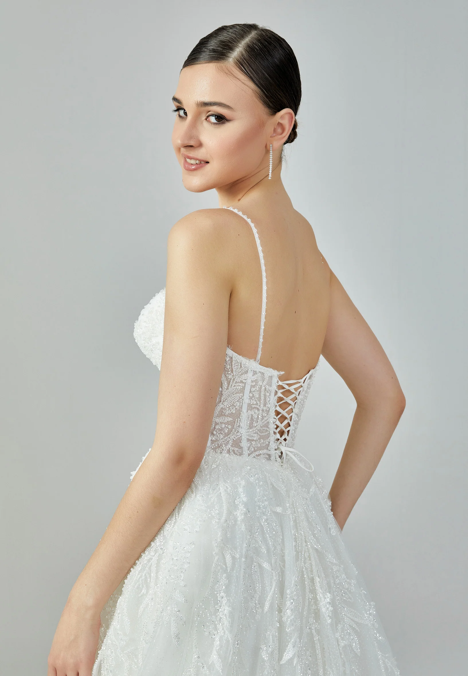 Sleeveless Maxi Tulle Regular Wedding Dress abb2201203 - Image 8