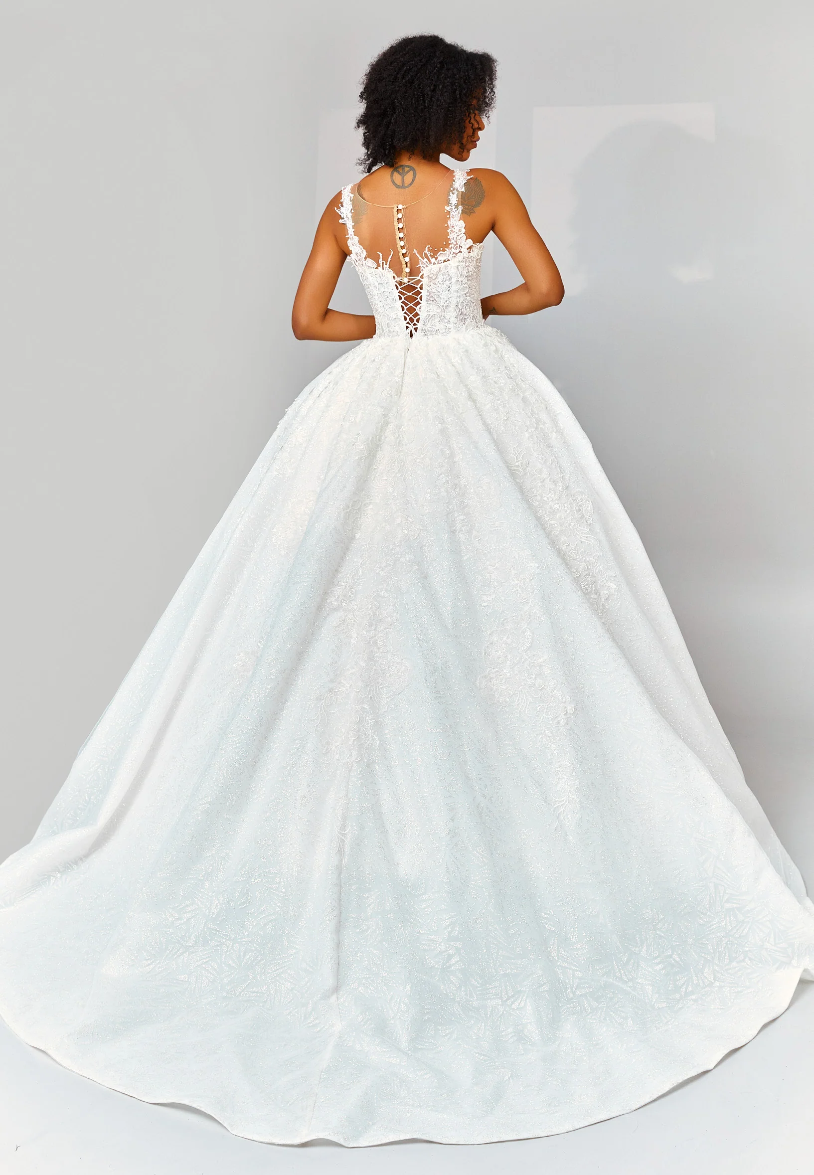 Sleeveless Maxi Tulle Regular Wedding Dress abb22015 - Image 3