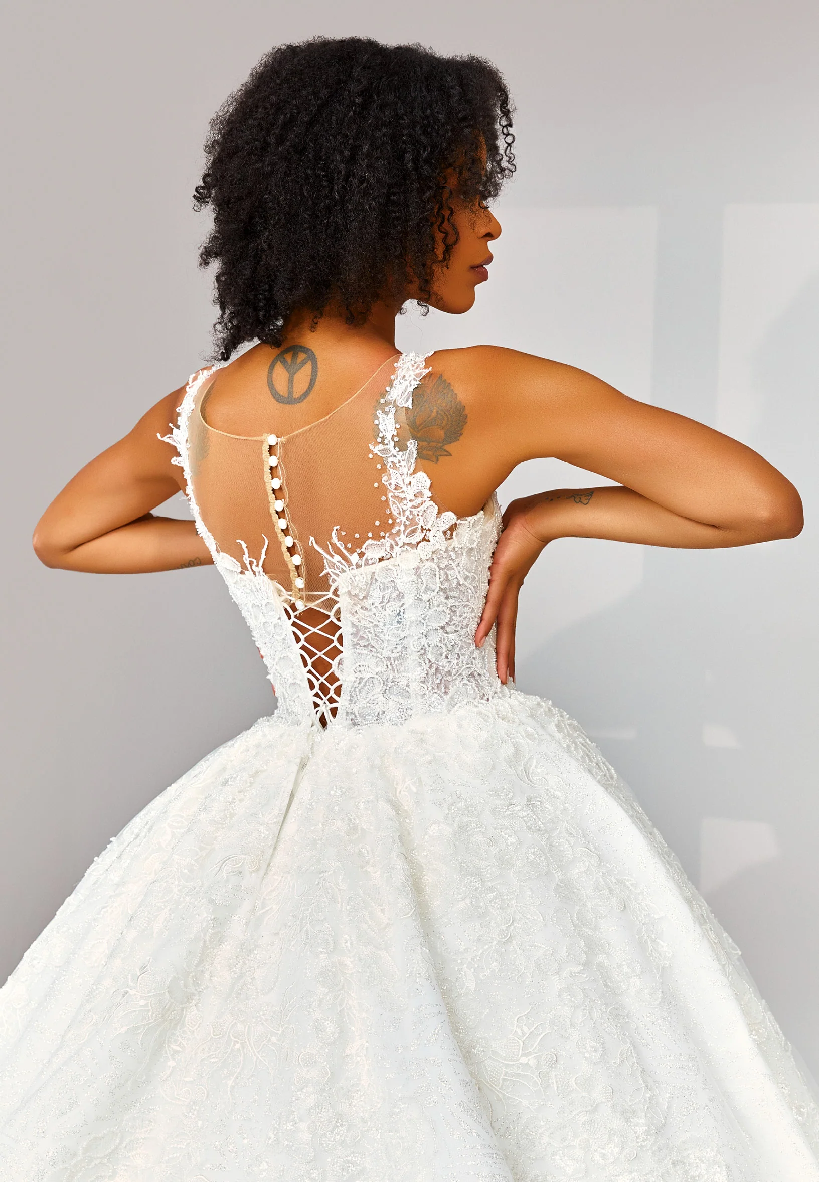 Sleeveless Maxi Tulle Regular Wedding Dress abb22015 - Image 4