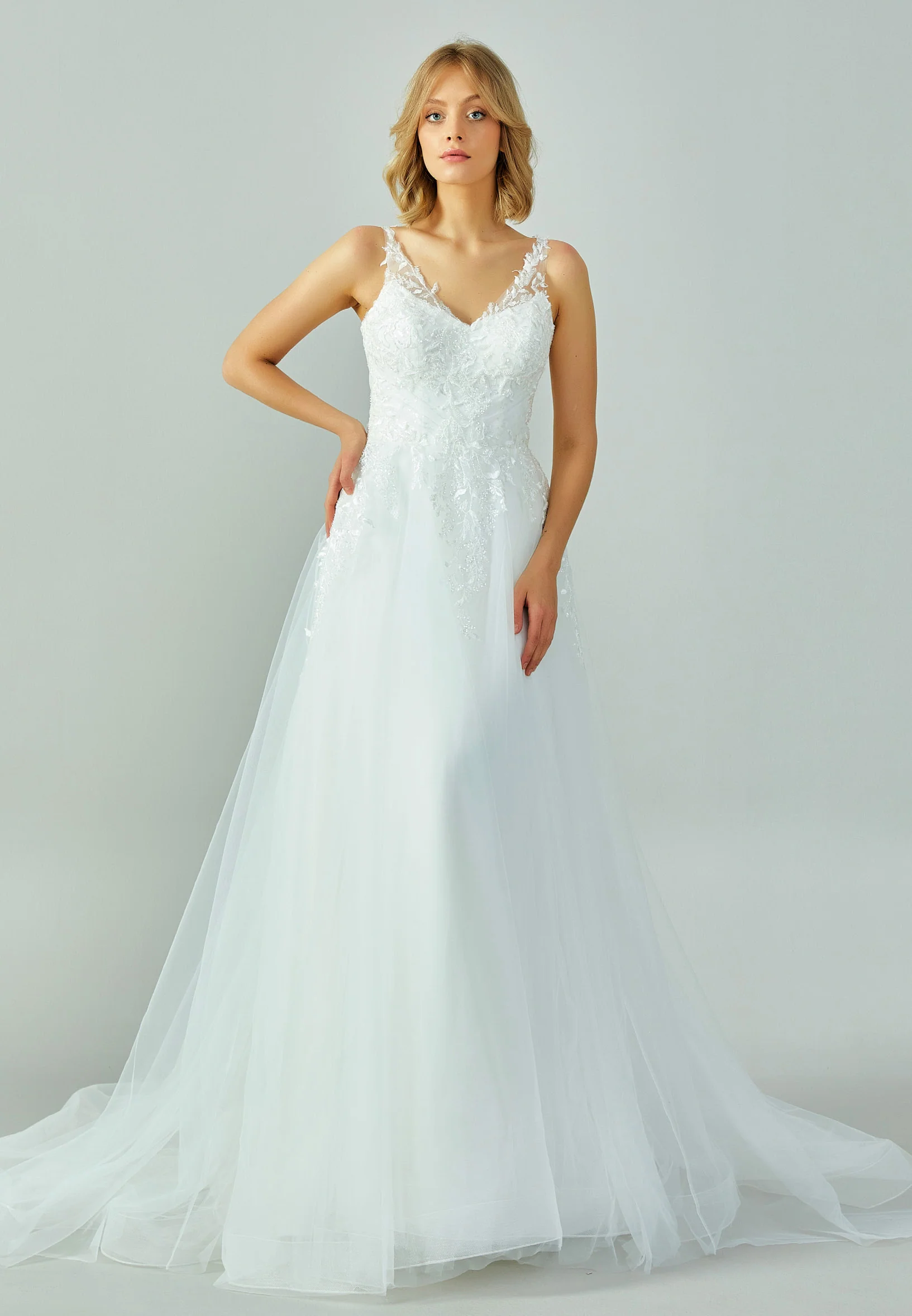 Sleeveless Maxi Tulle Regular Wedding Dress abb2202108