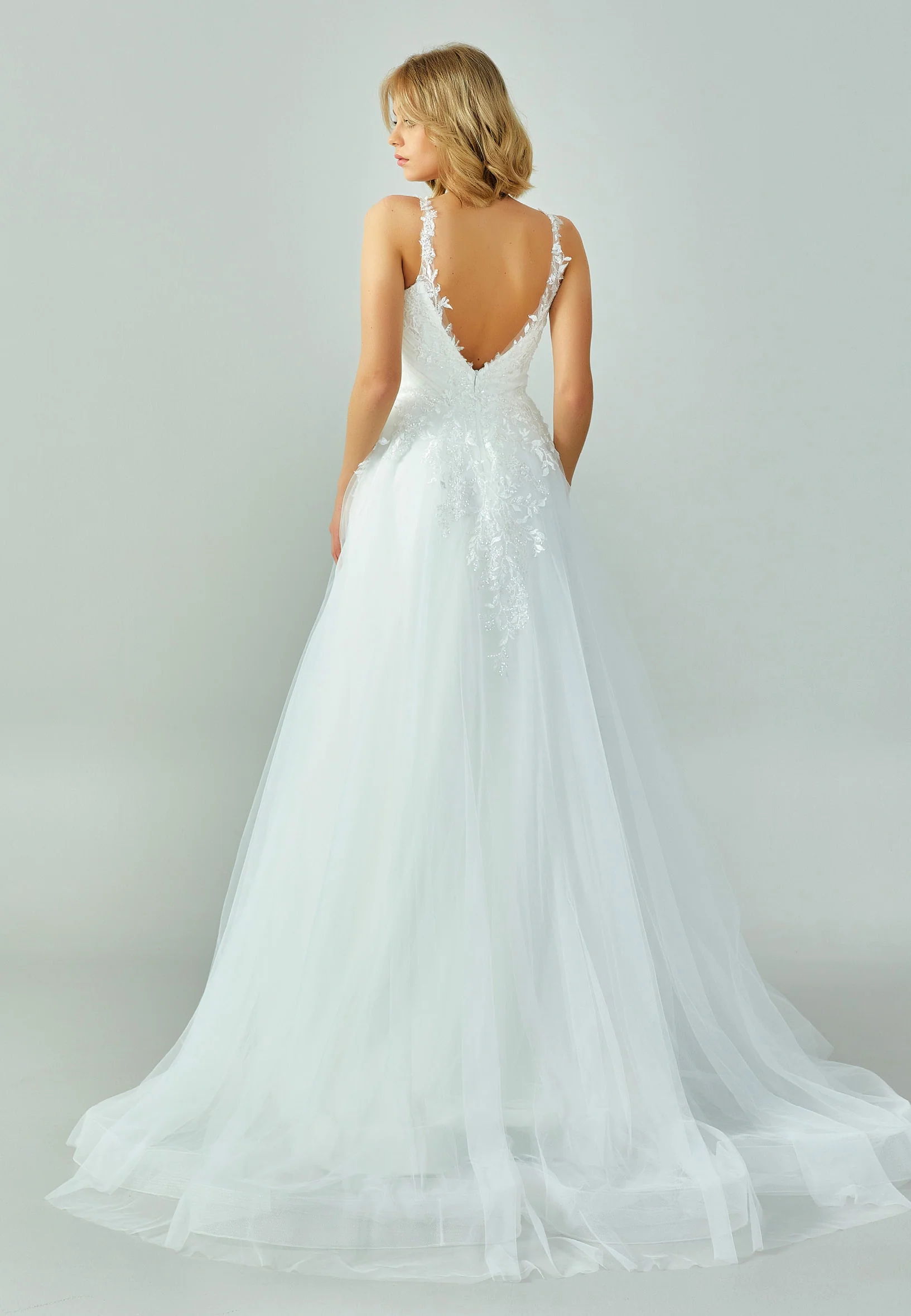 Sleeveless Maxi Tulle Regular Wedding Dress abb2202108 - Image 3