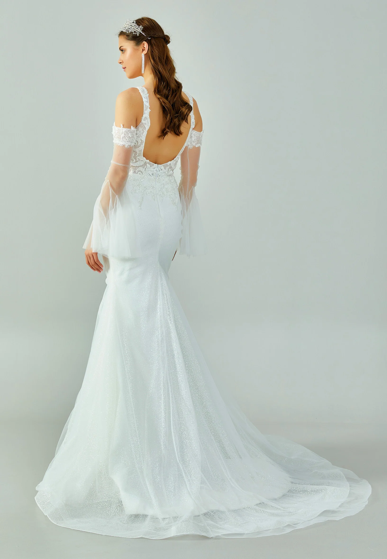 Sleeveless Maxi Tulle Regular Wedding Dress abb2202212 - Image 3
