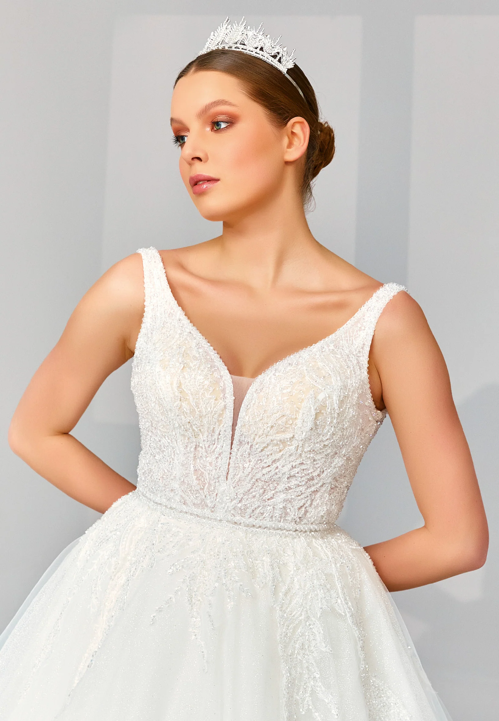 Sleeveless Maxi Tulle Regular Wedding Dress abb22038 - Image 2