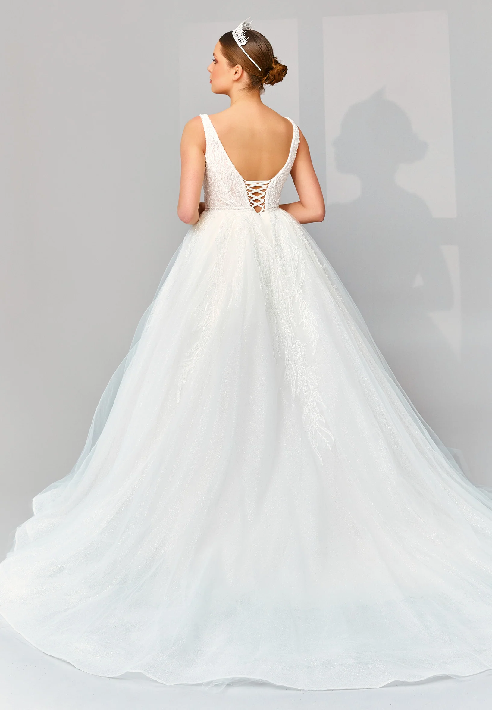 Sleeveless Maxi Tulle Regular Wedding Dress abb22038 - Image 3