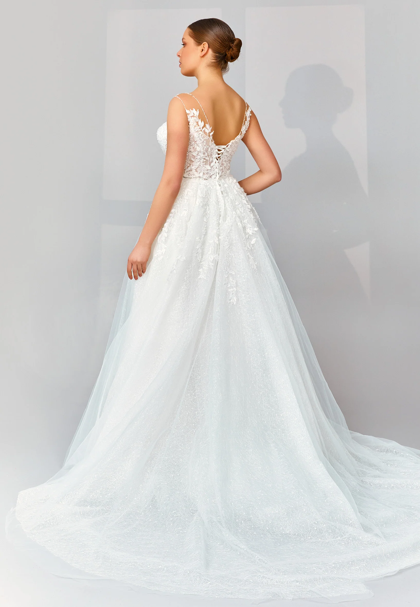 Sleeveless Maxi Tulle Regular Wedding Dress abb22048 - Image 3
