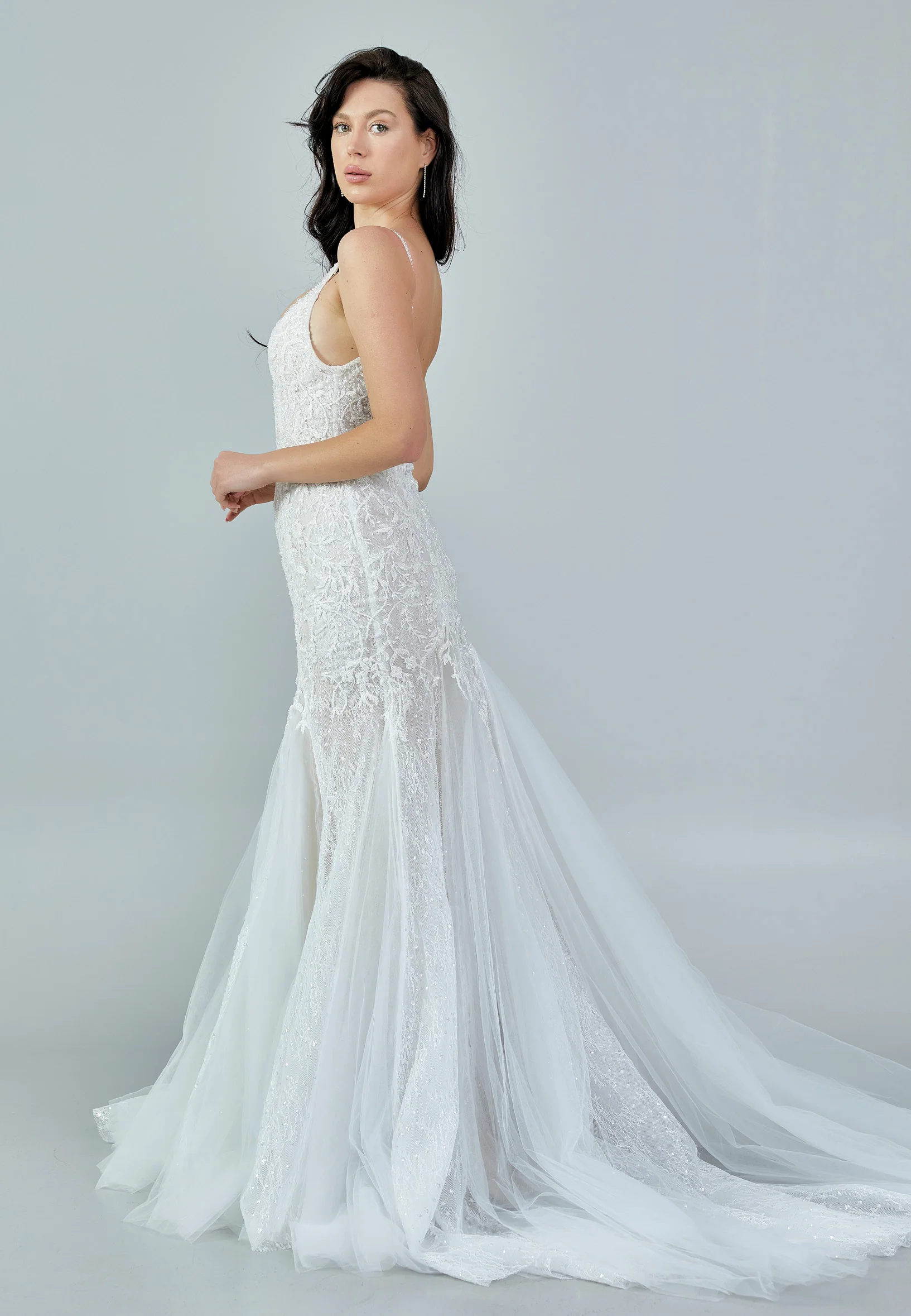 Sleeveless Maxi Tulle Regular Wedding Dress abb230013 - Image 6