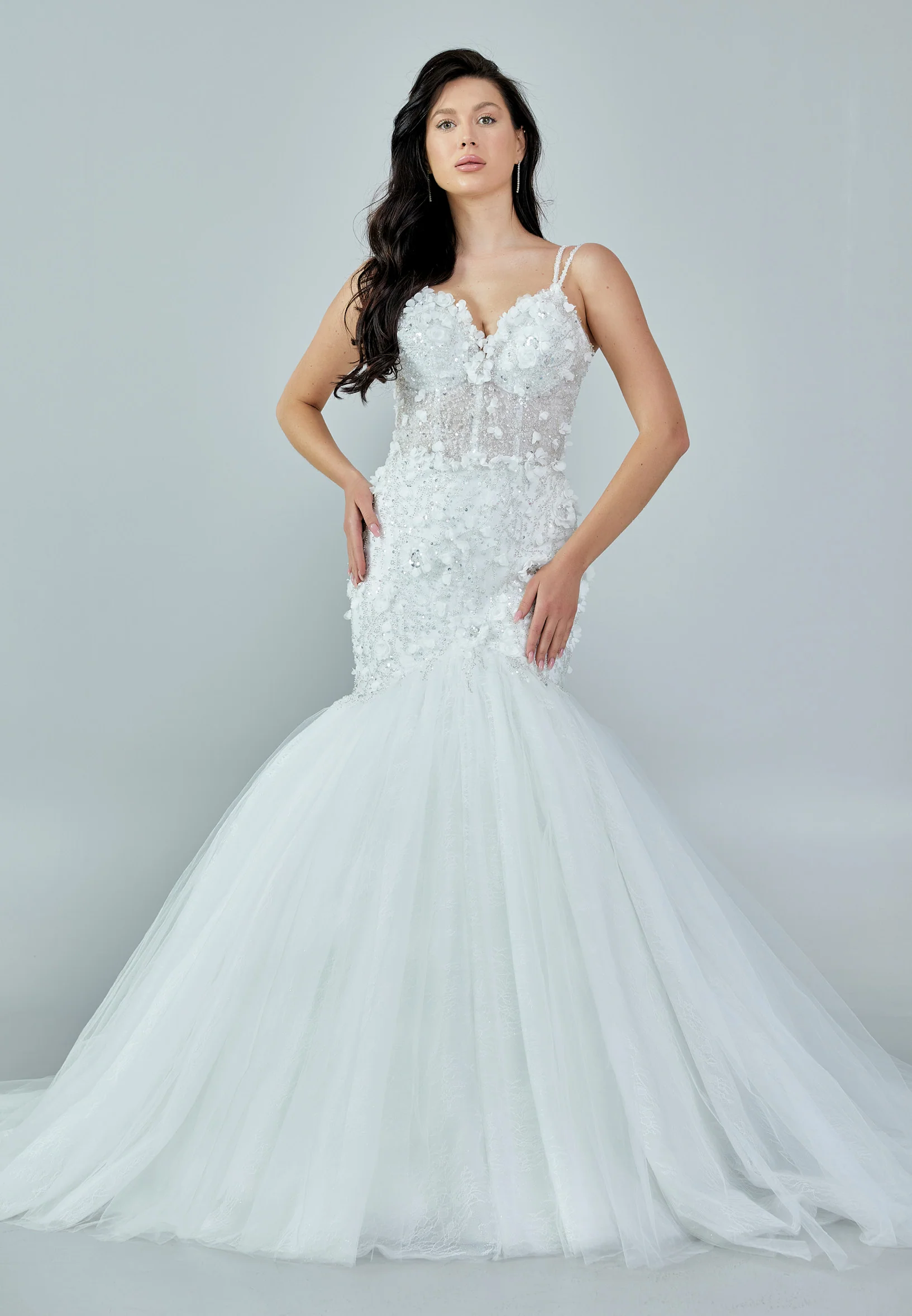 Sleeveless Maxi Tulle Regular Wedding Dress abb23005