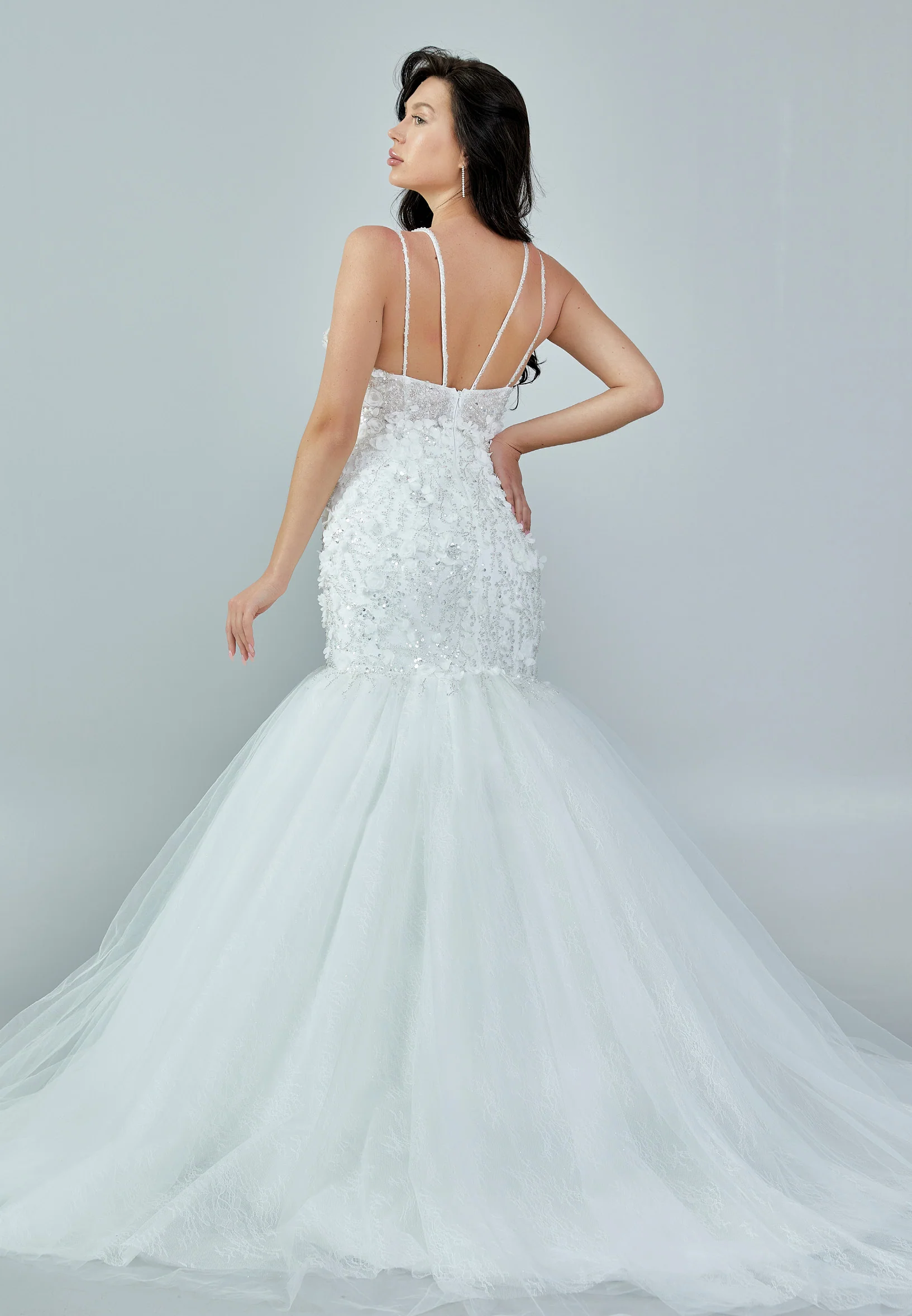 Sleeveless Maxi Tulle Regular Wedding Dress abb23005 - Image 5