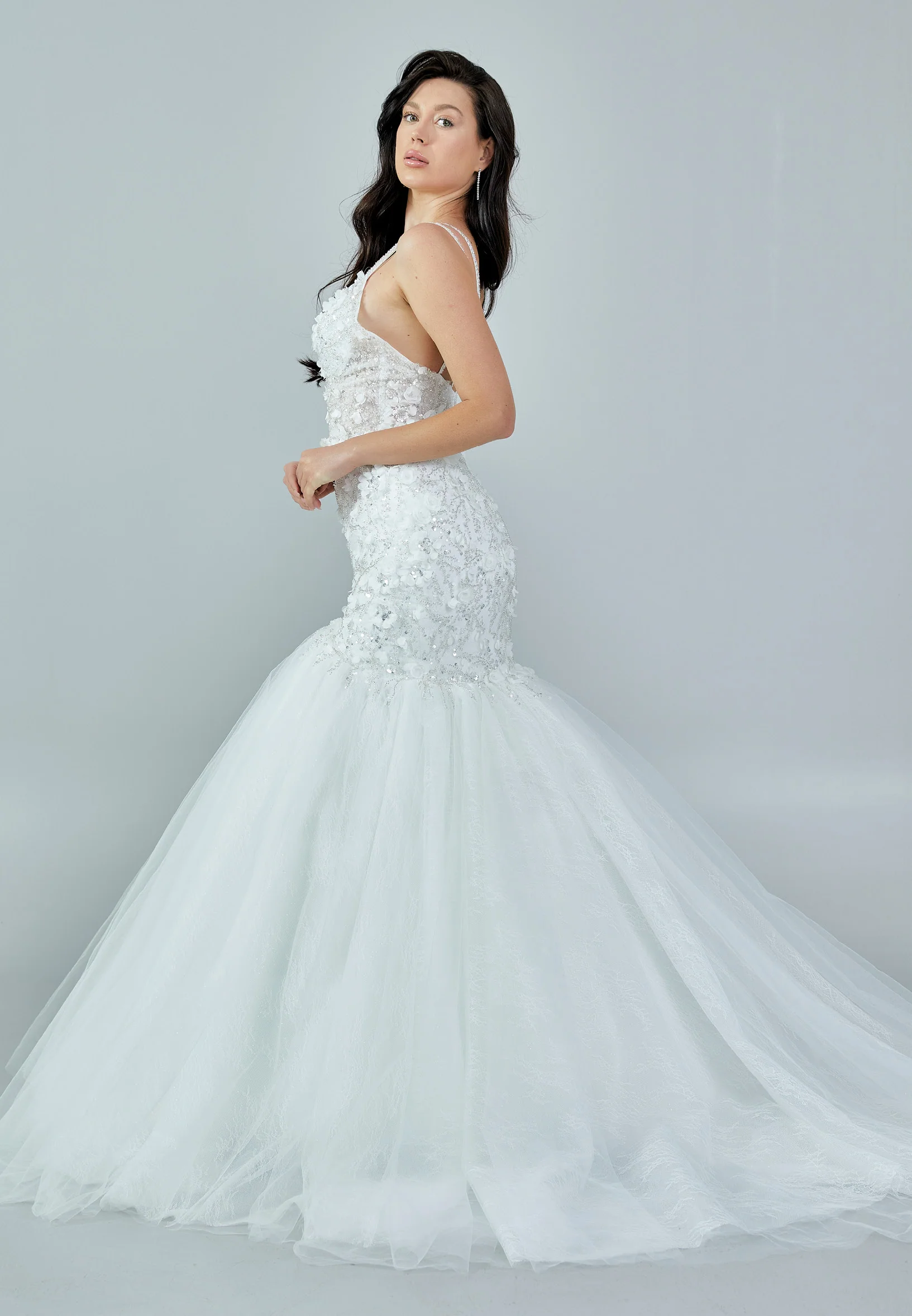 Sleeveless Maxi Tulle Regular Wedding Dress abb23005 - Image 6