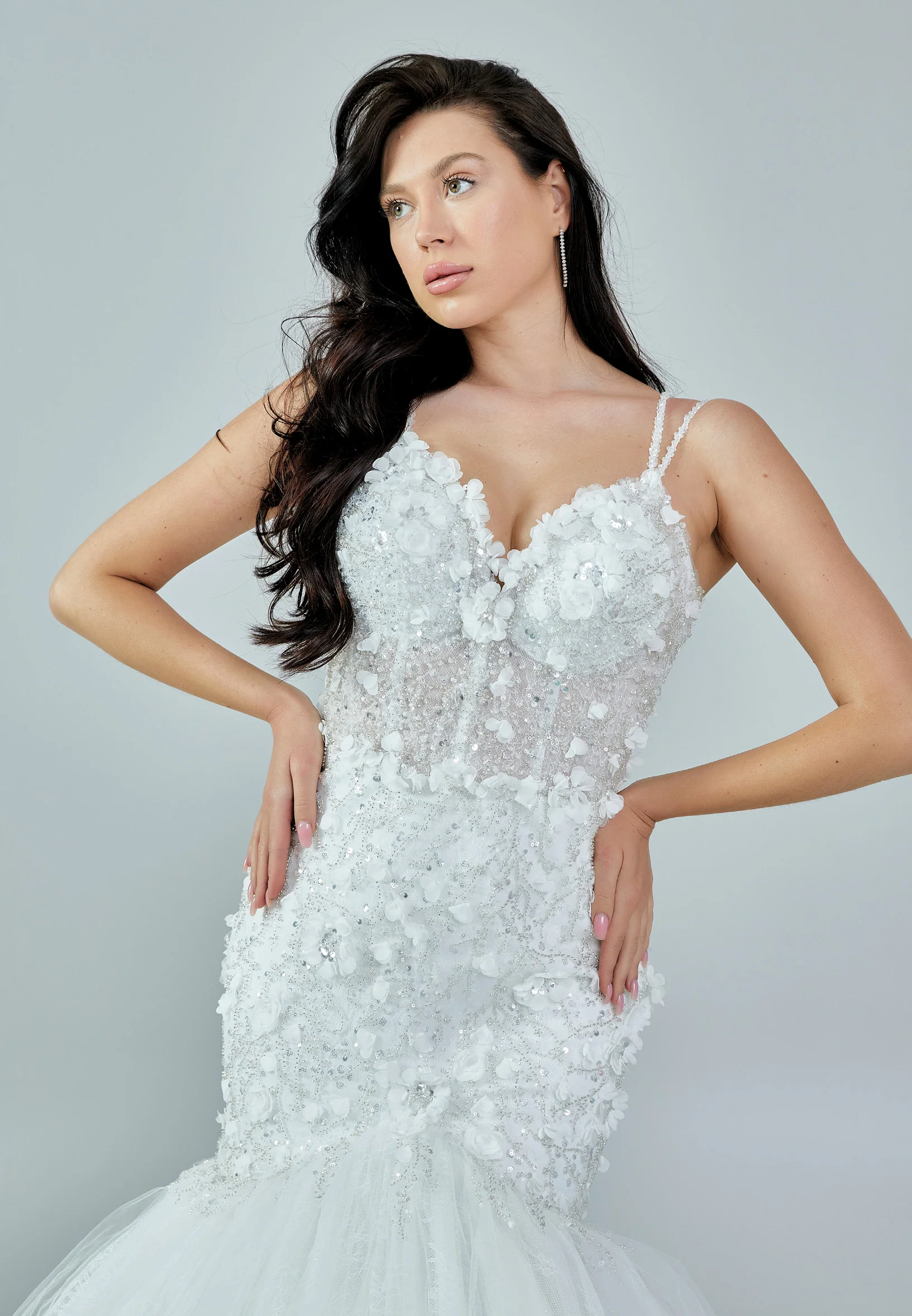 Sleeveless Maxi Tulle Regular Wedding Dress abb23005 - Image 8