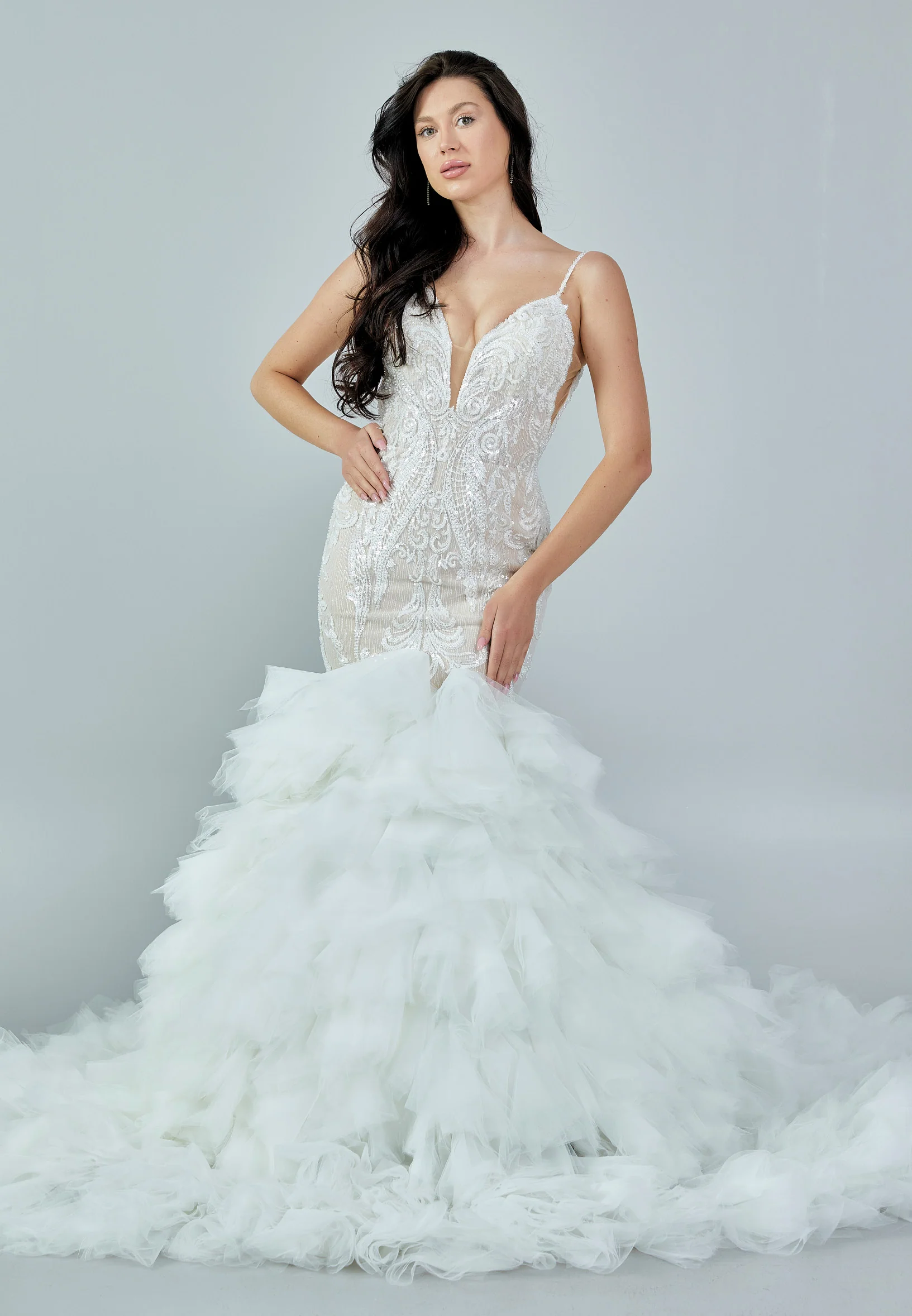 Sleeveless Maxi Tulle Regular Wedding Dress abb23009