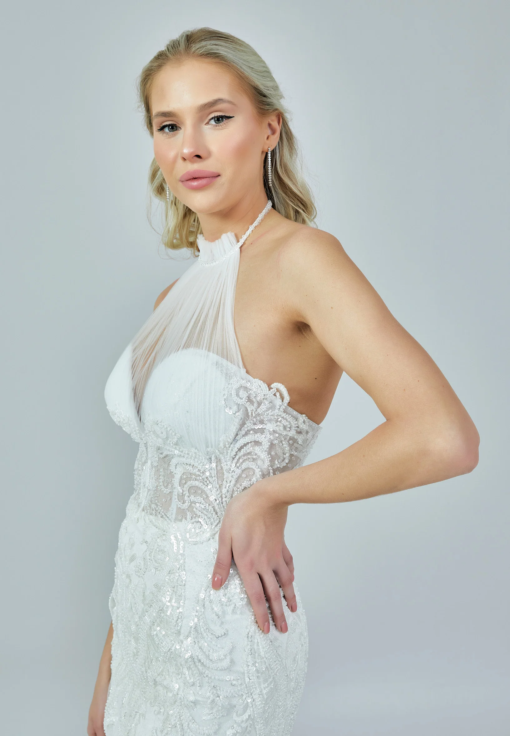 Sleeveless Maxi Tulle Regular Wedding Dress abb23010 - Image 2