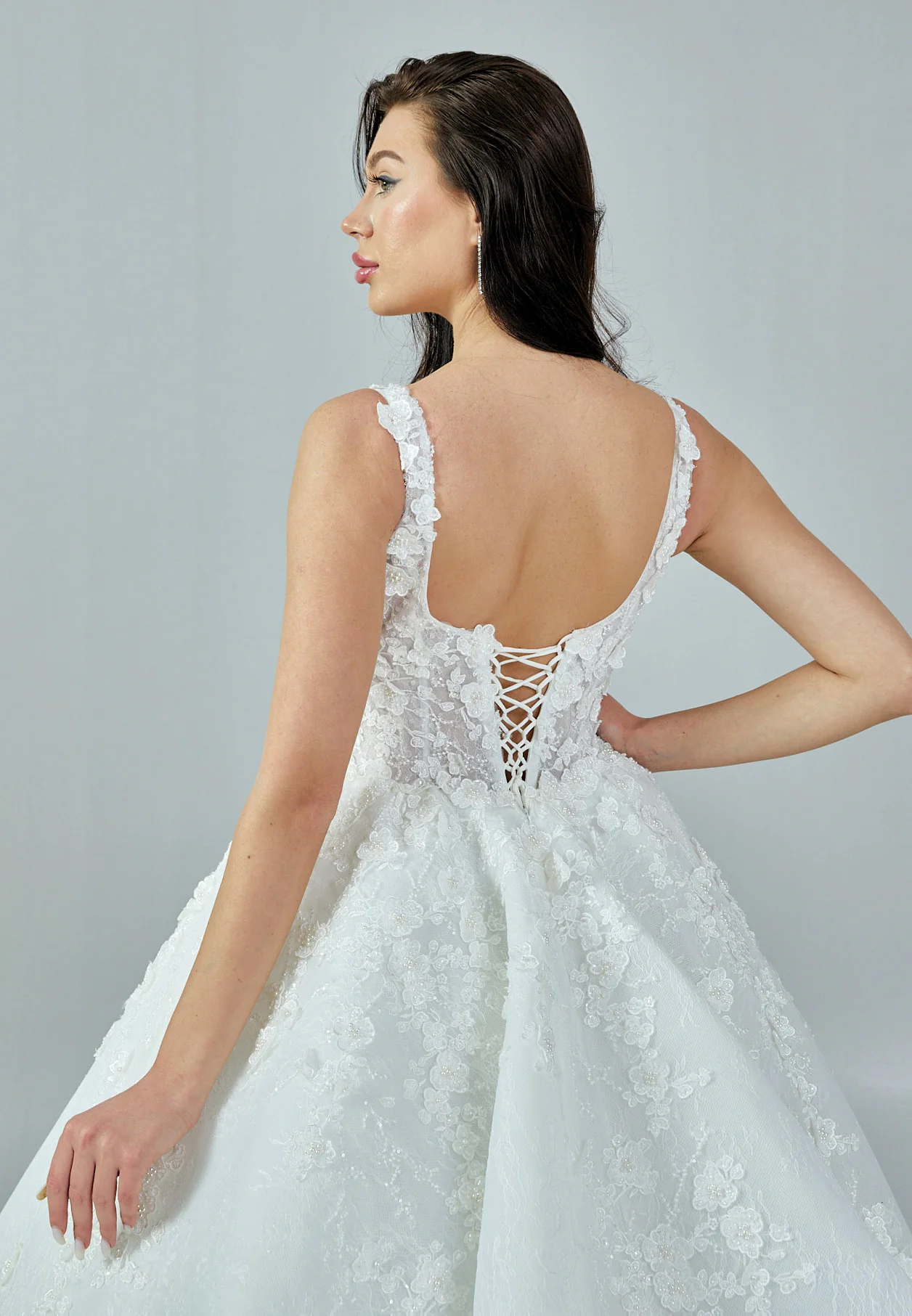 Sleeveless Maxi Tulle Regular Wedding Dress abb23021 - Image 3