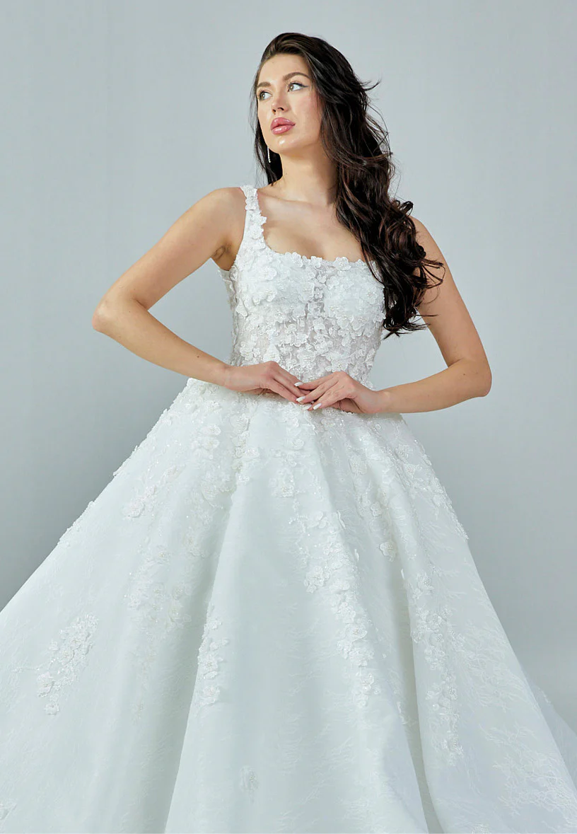 Sleeveless Maxi Tulle Regular Wedding Dress abb23021 - Image 7