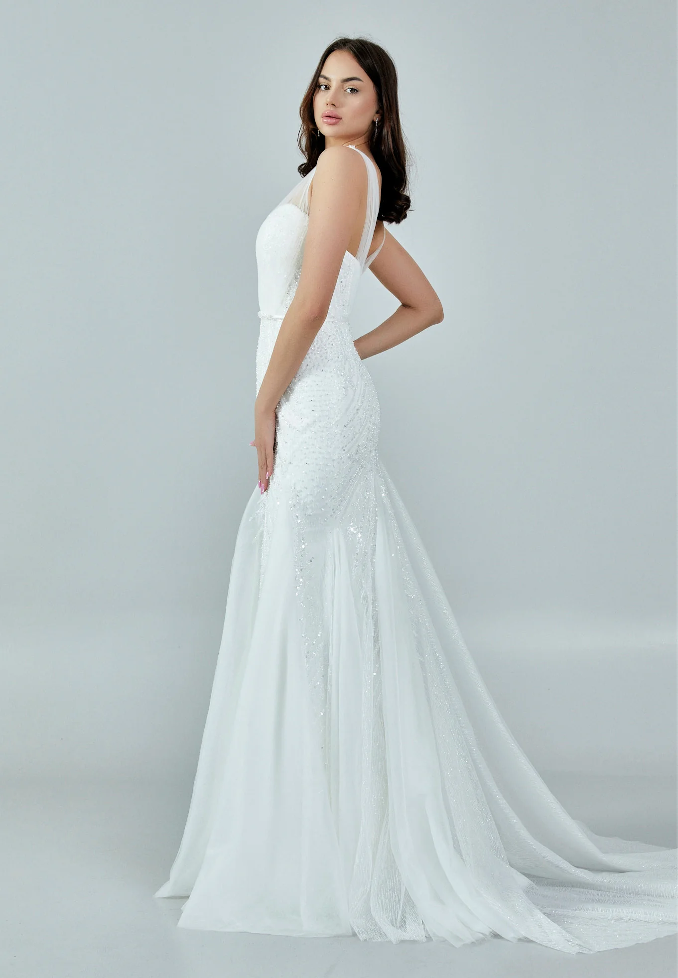 Sleeveless Maxi Tulle Regular Wedding Dress abb23023 - Image 6