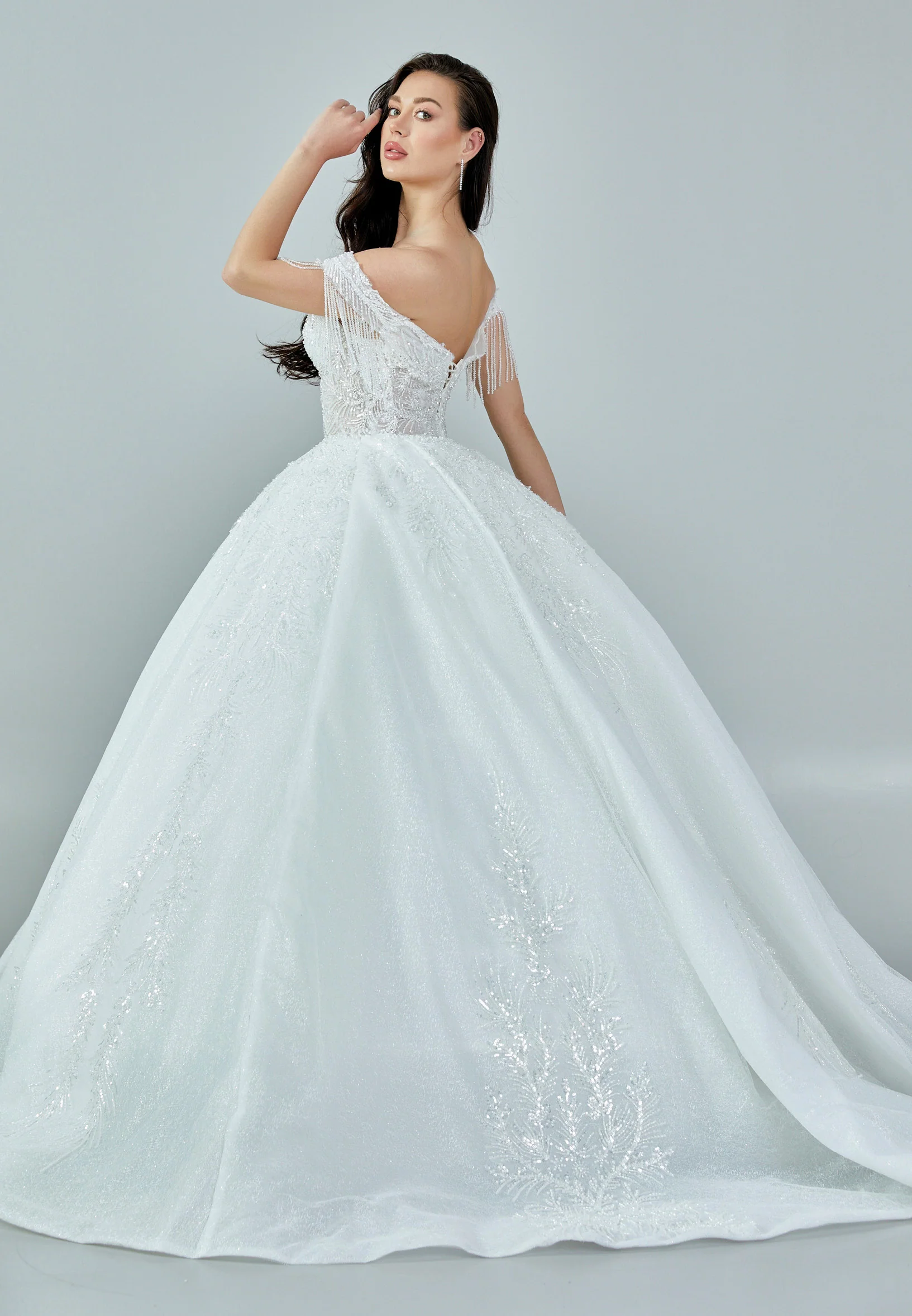 Sleeveless Maxi Tulle Regular Wedding Dress abb23028 - Image 6