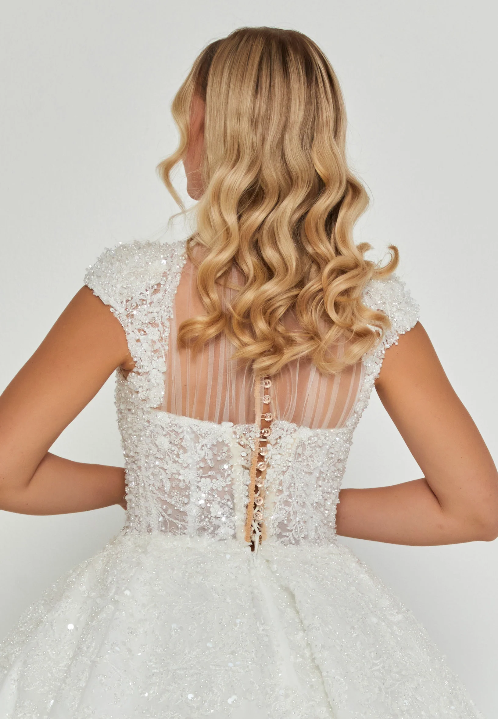 Sleeveless Maxi Tulle Regular Wedding Dress abb24011y - Image 3