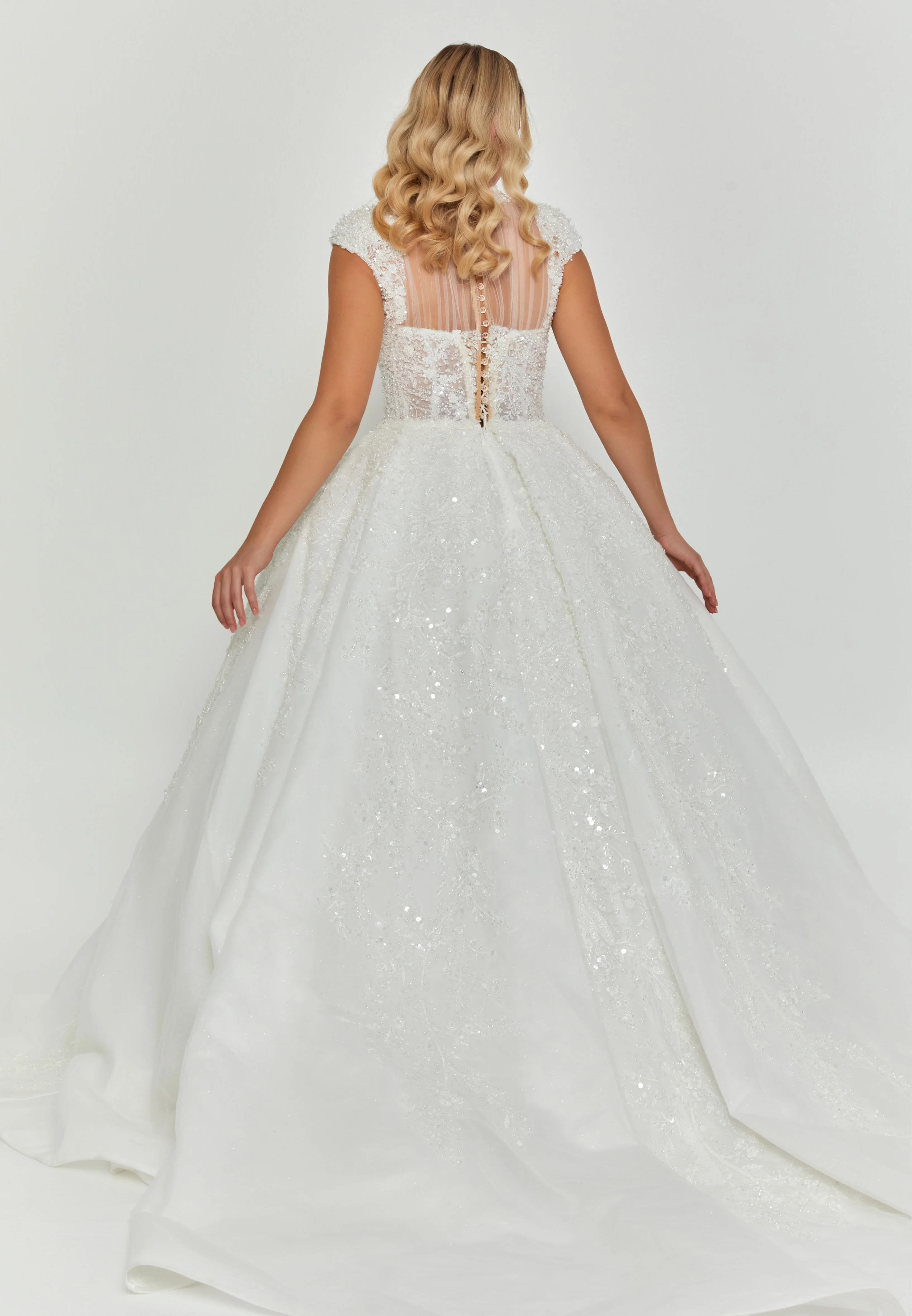 Sleeveless Maxi Tulle Regular Wedding Dress abb24011y - Image 4
