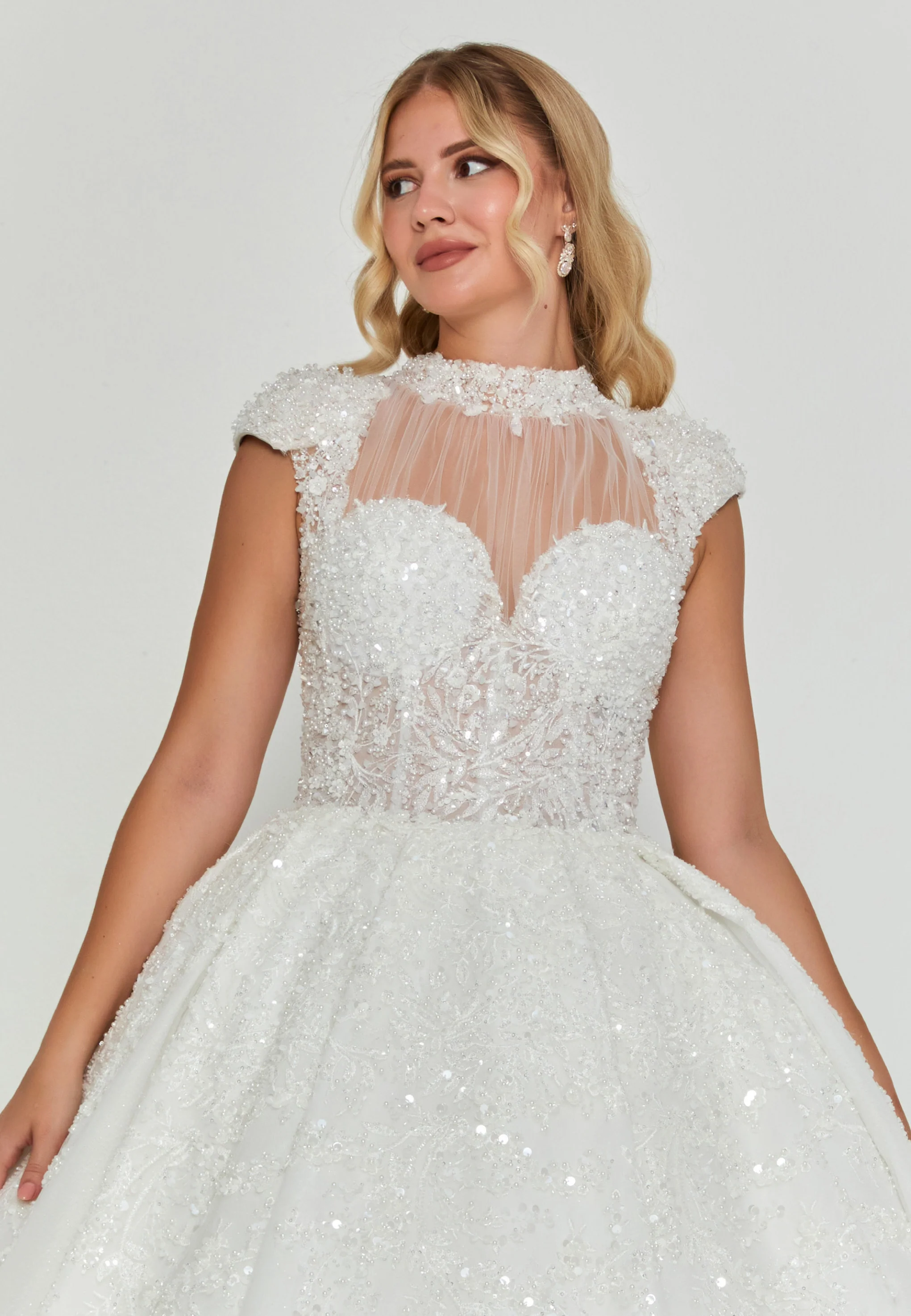 Sleeveless Maxi Tulle Regular Wedding Dress abb24011y - Image 7