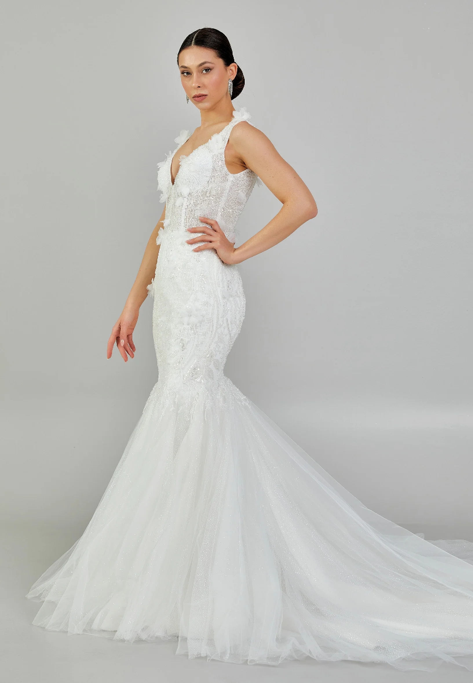 Sleeveless Maxi Tulle Regular Wedding Dress abb24016-1 - Image 6