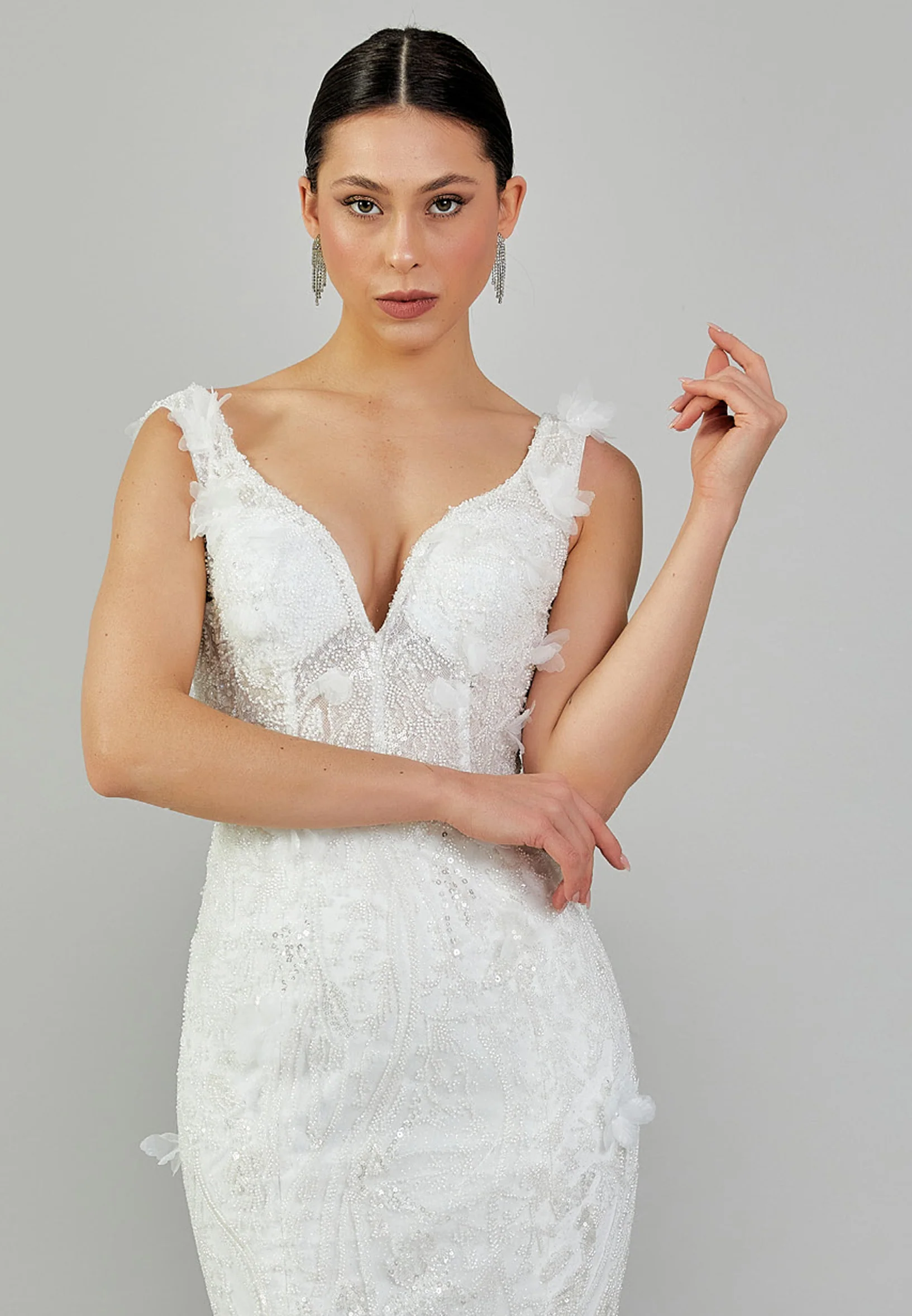 Sleeveless Maxi Tulle Regular Wedding Dress abb24016-1 - Image 7