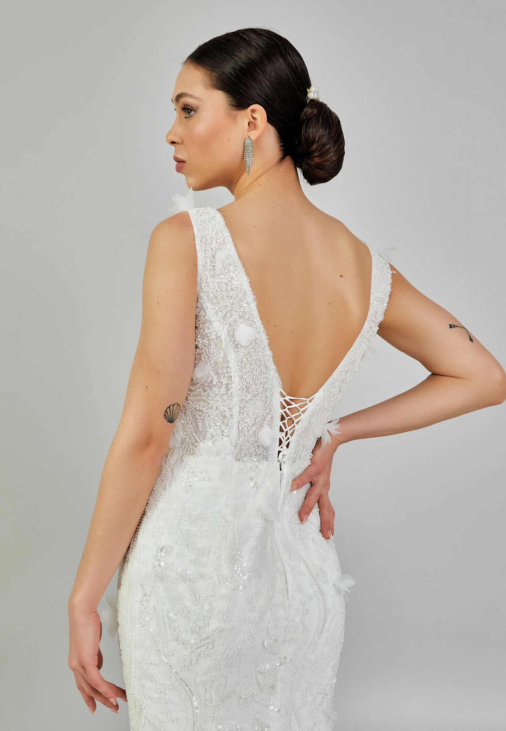 Sleeveless Maxi Tulle Regular Wedding Dress abb24016-1 - Image 8