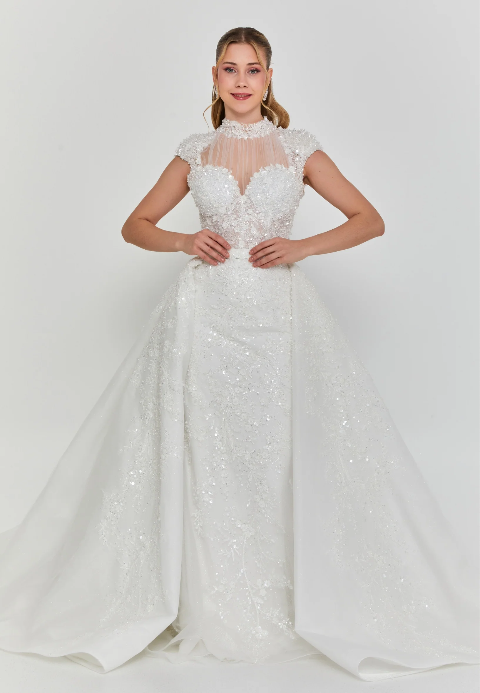 Sleeveless Maxi Tulle Regular Wedding Dress abb24017-d