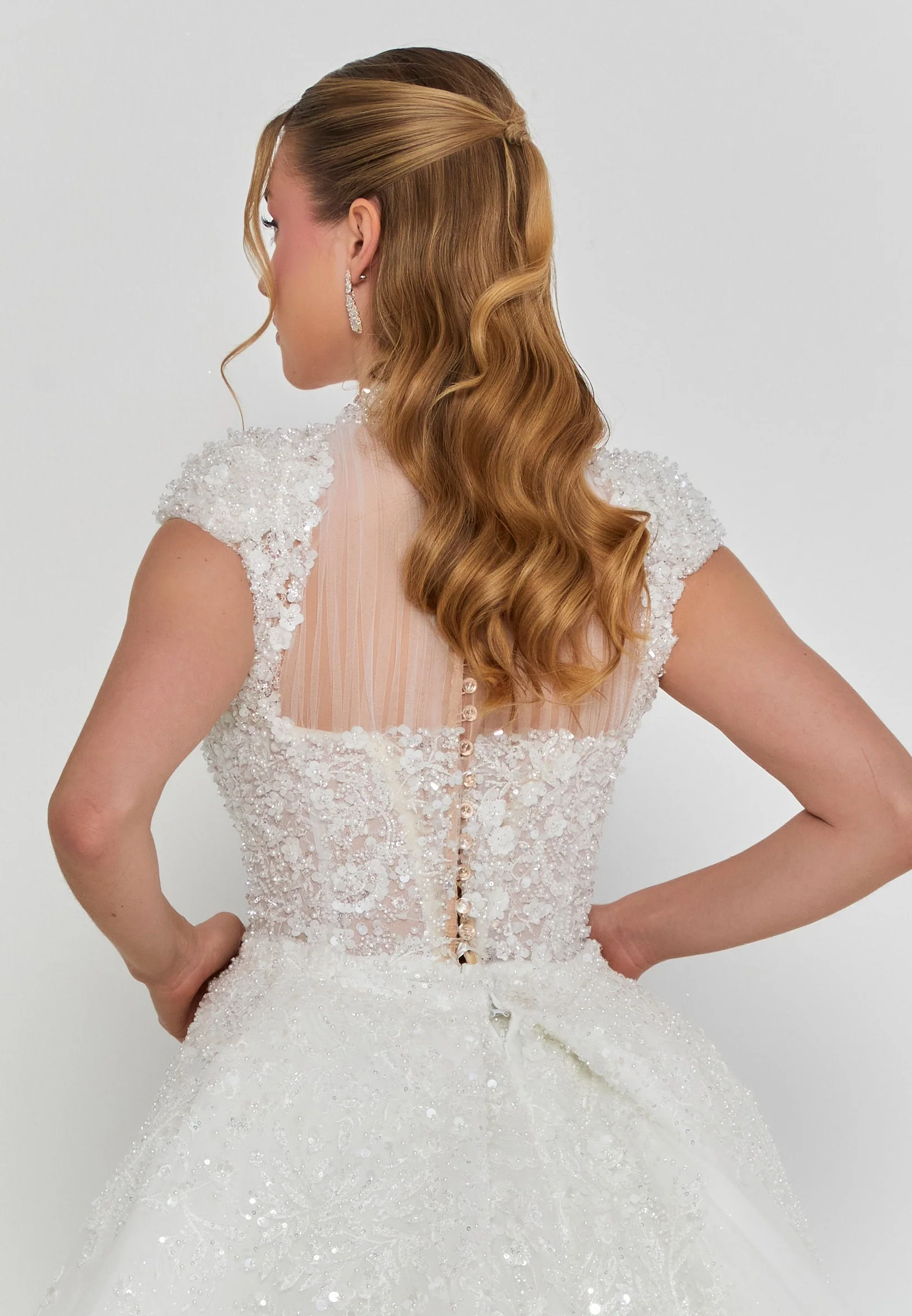 Sleeveless Maxi Tulle Regular Wedding Dress abb24017-d - Image 3